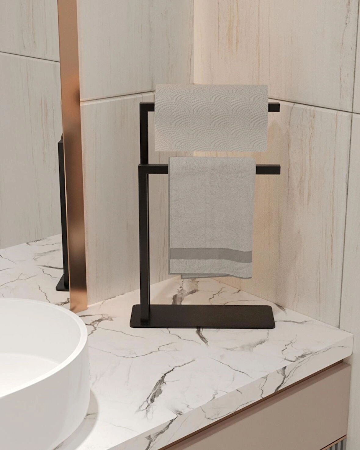 Havluluk Tezgah Üzeri Kağıt El Havluluğu Ev Banyo Düzenleyici Paslanmaz Metal Montaj Gerektirmez