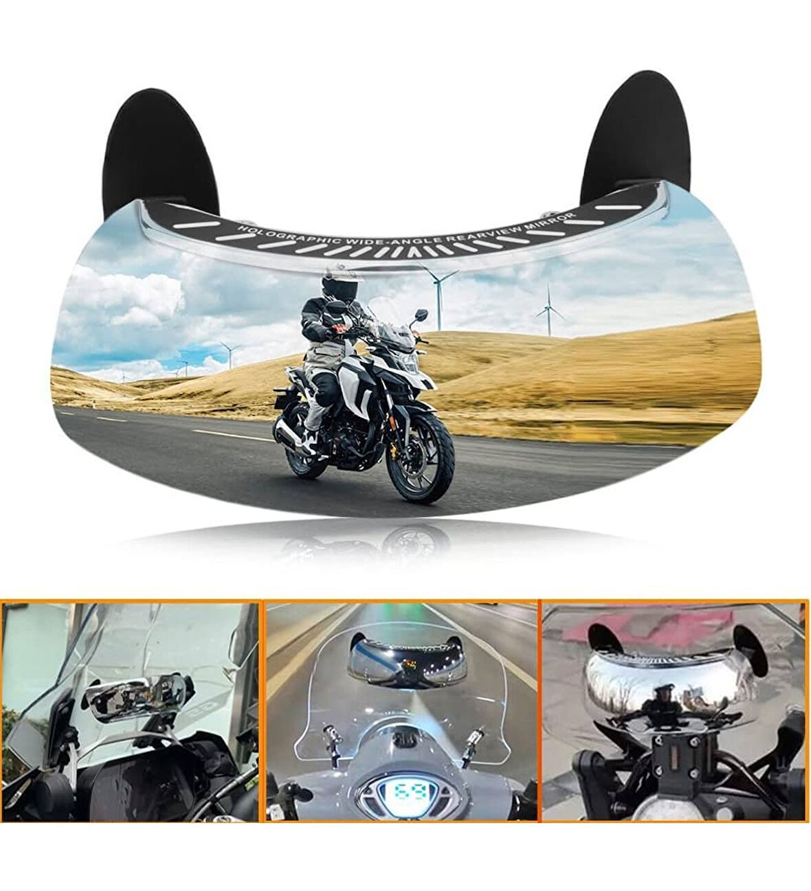 Motosiklet 180 Derece Geniş Açılı Dışbükey Görüş Aynası,Ön Cam Dikiz Aynası _Supermoto