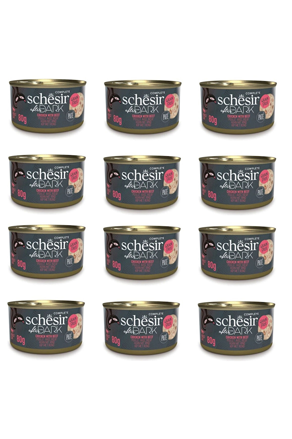 Schesir After Dark Pate Tavuk ve Sığır Etli Kedi Konserve 80 Gr. X 12 Adet