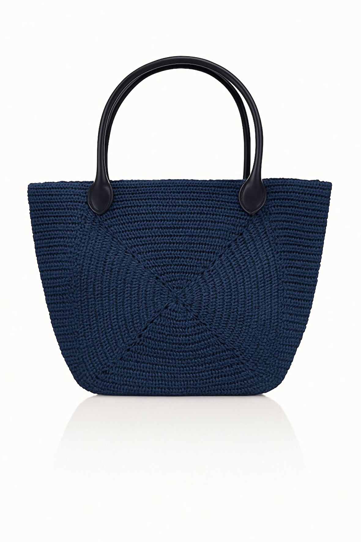 Kadın El Örgü Hasır Omuz Çanta Desenli