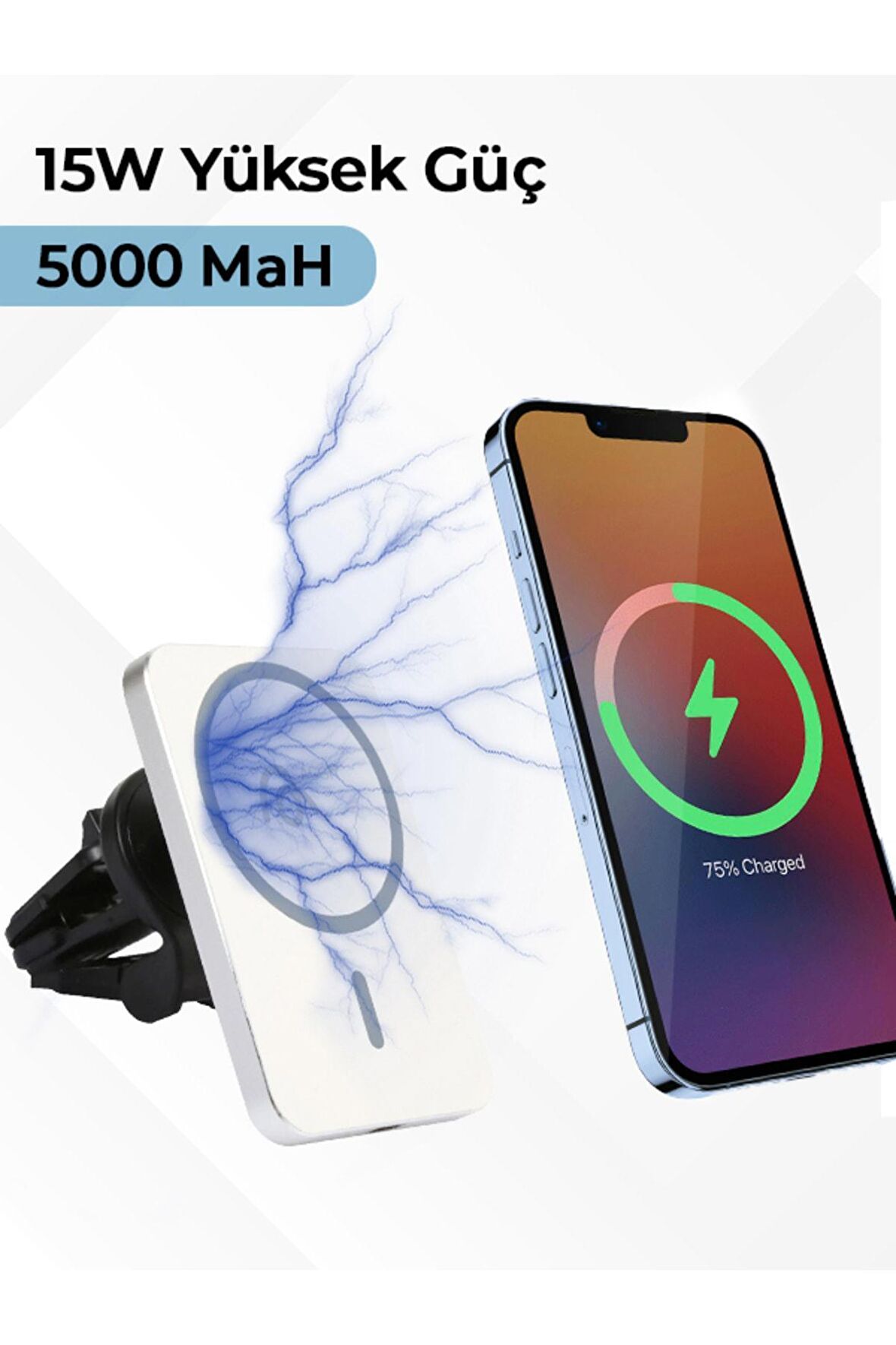 15w /5000 Mah Iphone 12/13/14 Pro, Pro Max Kablosuz Mıknatıslı Manyetik Araç Içi Şarj