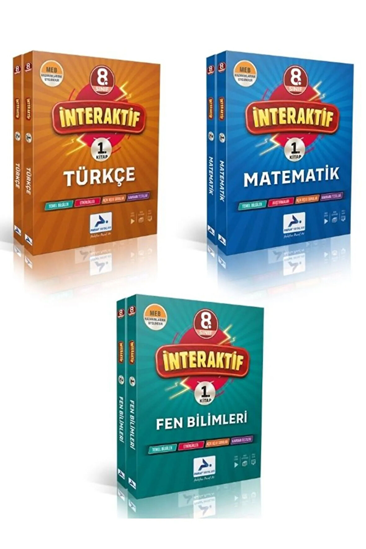 Paraf 8. Sınıf İnteraktif Türkçe -Matematik-Fen Bilimleri Etkinlikli Soru Bankası Seti 3 Kitap 2025