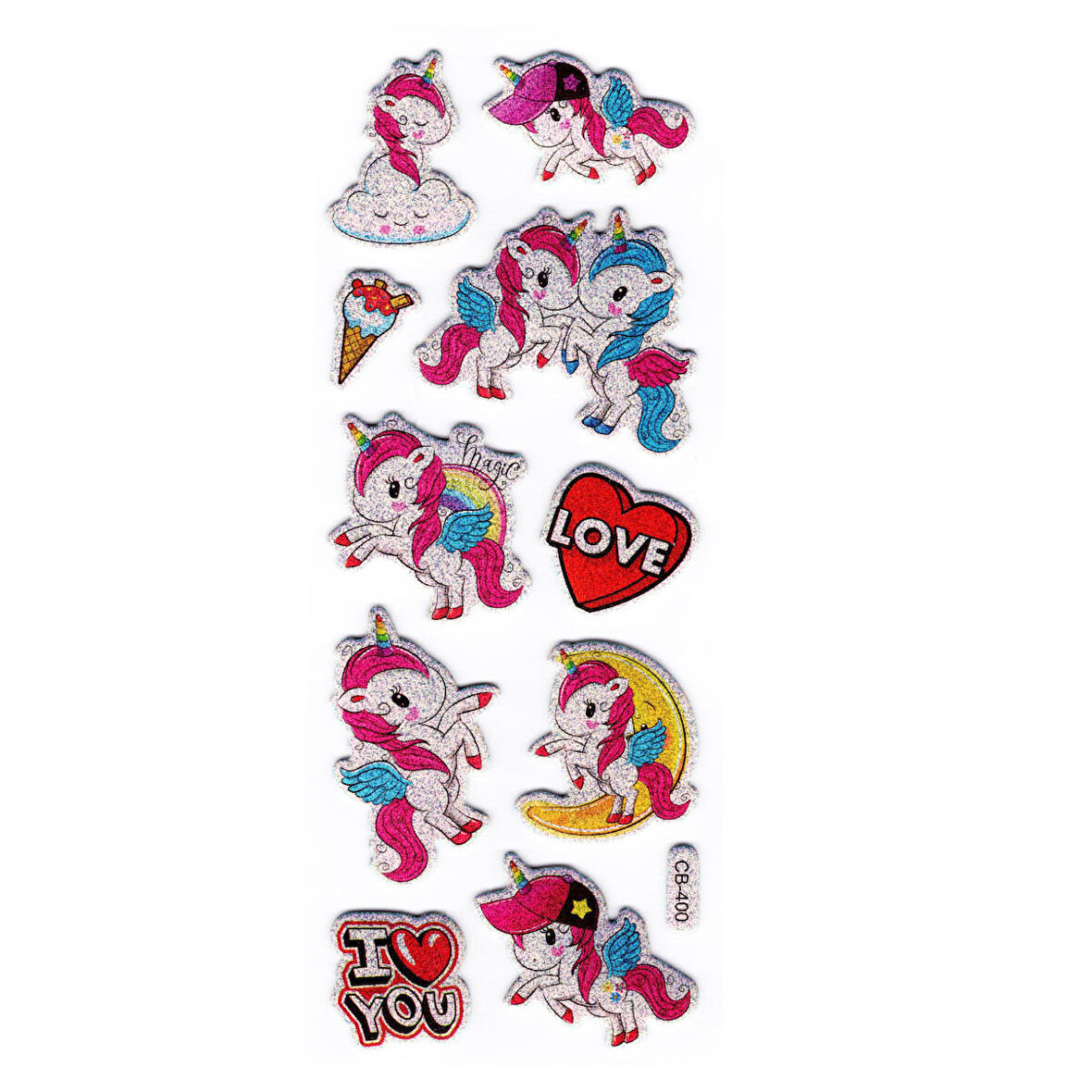 Sticker Kabartmalı Stiker Defter, Planlayıcı Etiket Unicorn Dondurma (cb400) 16x7 cm