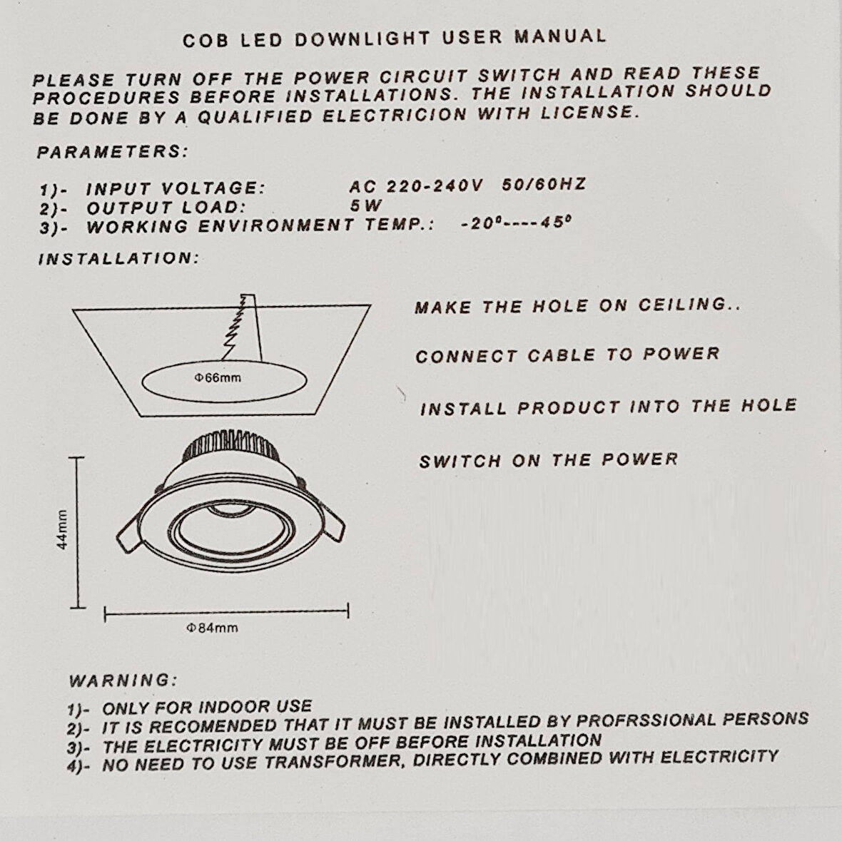 5 WATT LED SPOT TRAFOLU BEYAZ KASA GÜN IŞIĞI (YCE-N5) ( 2 ADET )