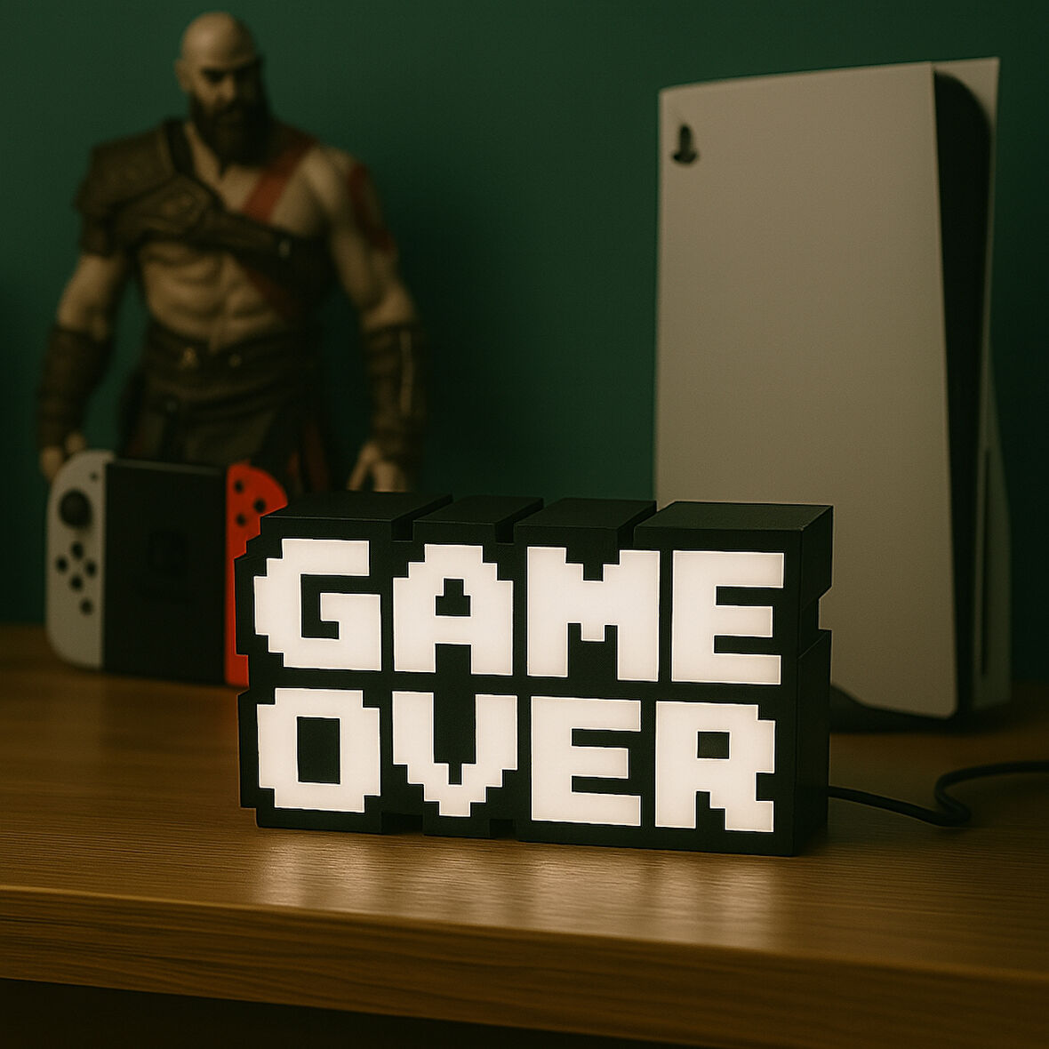 GAME OVER LED Dekoratif Işıklı Masa Lambası – USB & Pilli - Oyun Odası Dekor