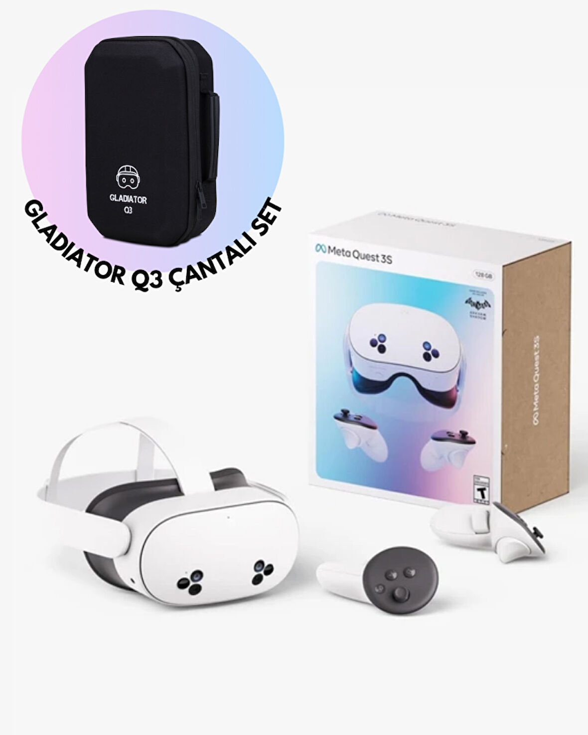 Meta Quest 3S VR Gözlük + Gladiator Q3 Taşıma Çantası