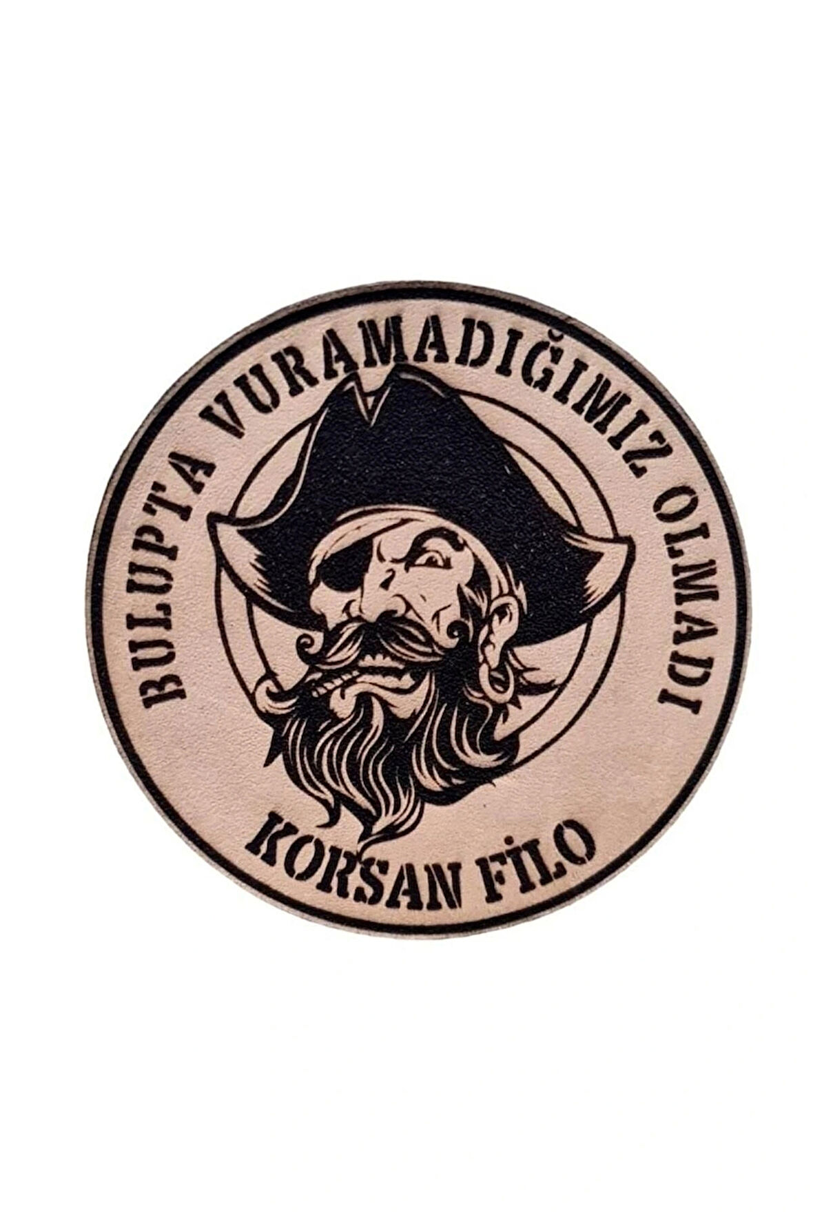 Korsan Filo- Deri Peç - Arma - Askeri Patch 8 Cm Çap