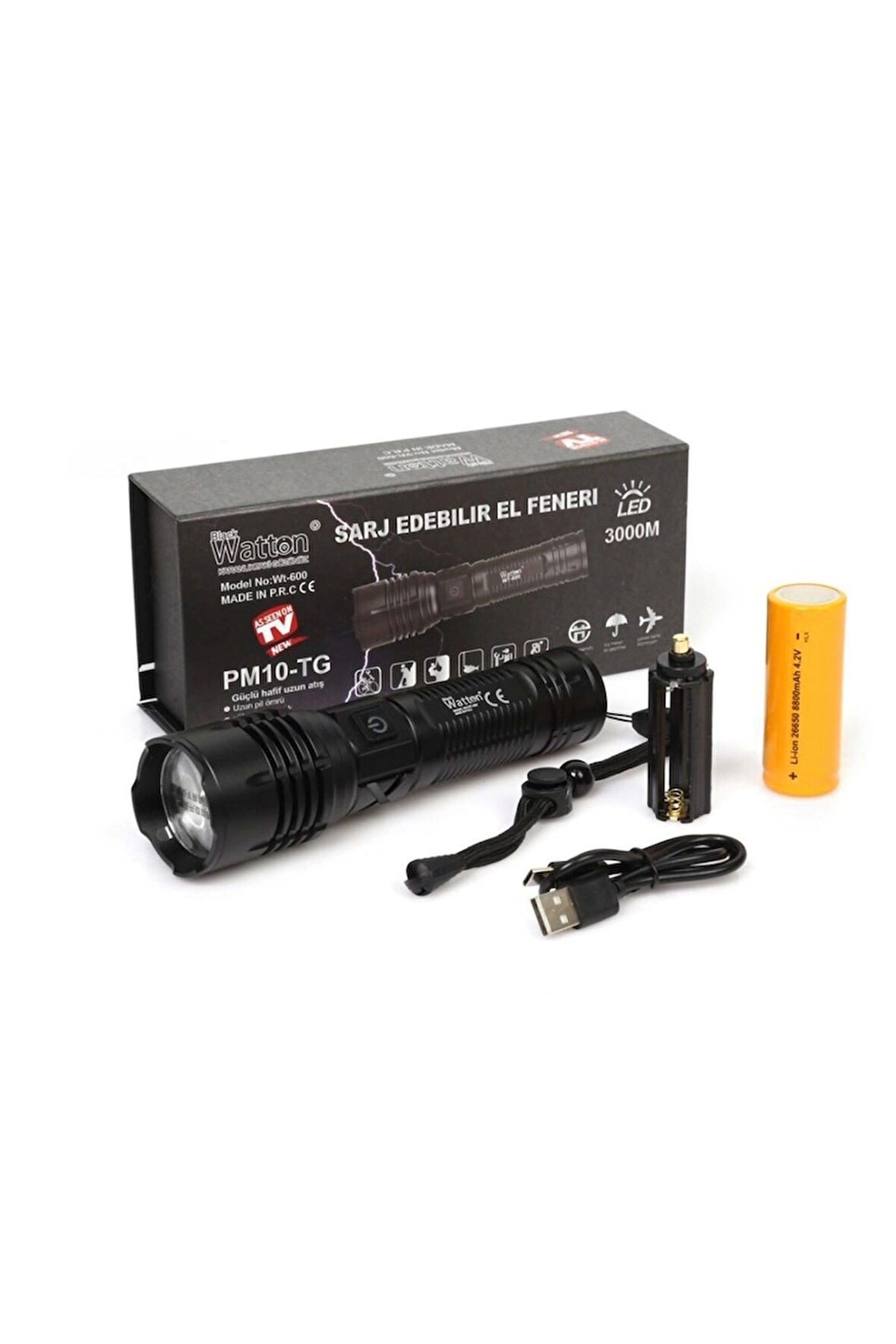 Güçlü El Feneri 3000 Lümen Wt-600