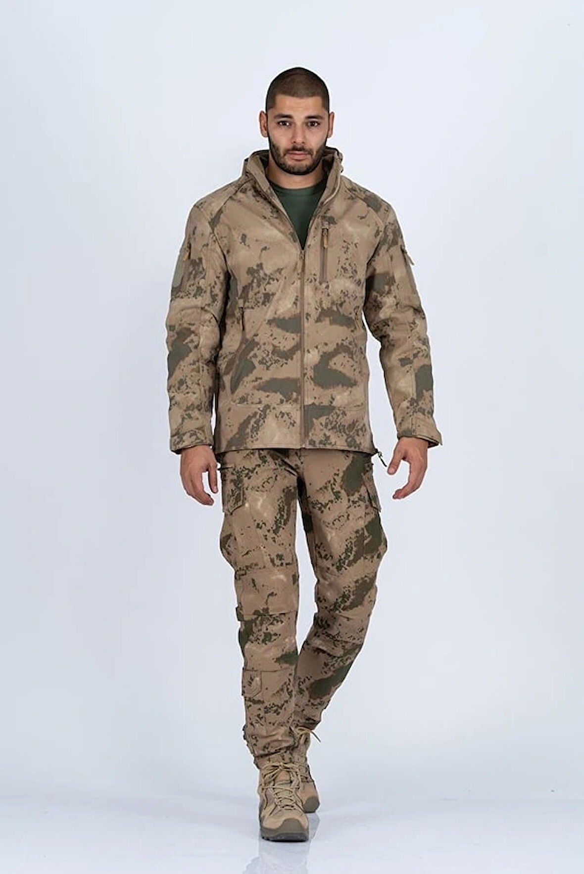 Combat Tactical Outdoor Kamuflaj Mont Su Rüzgar Geçirmez Erkek Softtjell Mont - 305