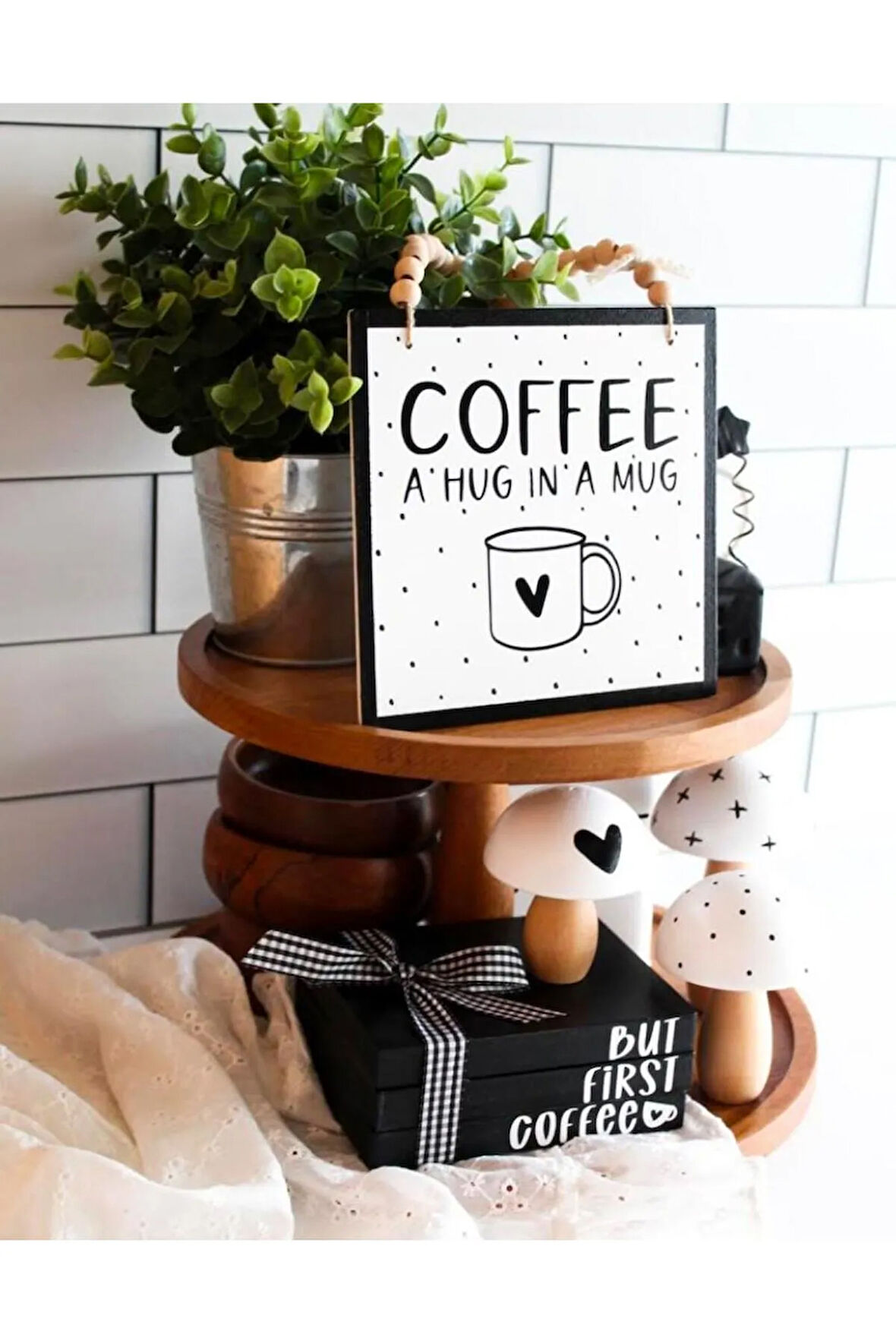 Coffee Bar Kahve Köşesi Duvar Dekor ve Mutfak Süsü, Askılıklı  Ahşap Pano, Kahve Köşesi Tabela