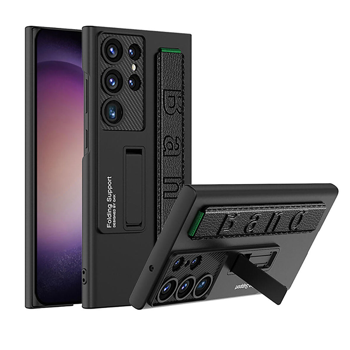 Gpack Samsung Galaxy S23 Ultra Kılıf Kamera Korumalı El Tutmalı Karbon Detaylı