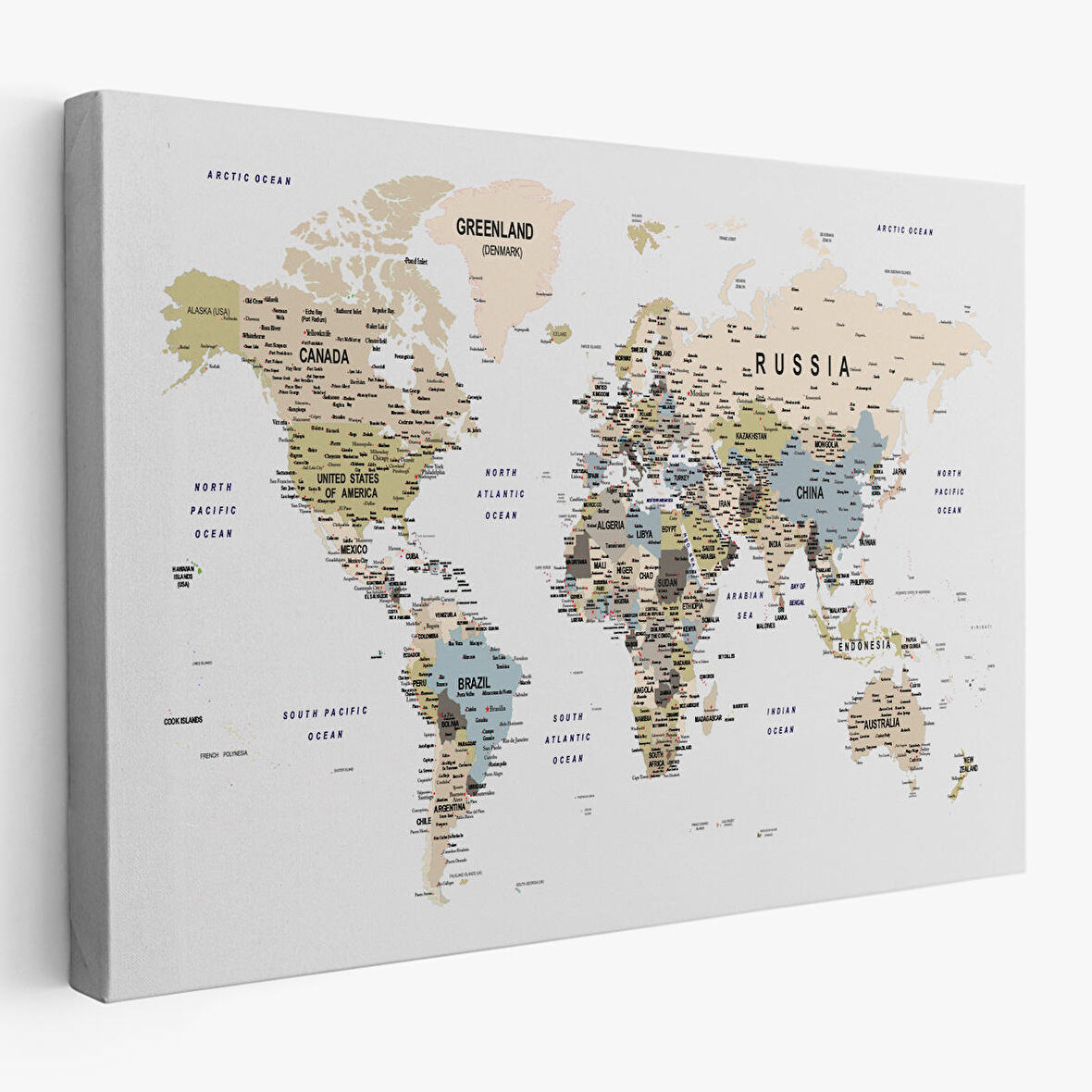 Harita Sepeti Dünya Haritası Dekoratif Kanvas Tablo Son Derece Detaylı ve Eğitici 1584