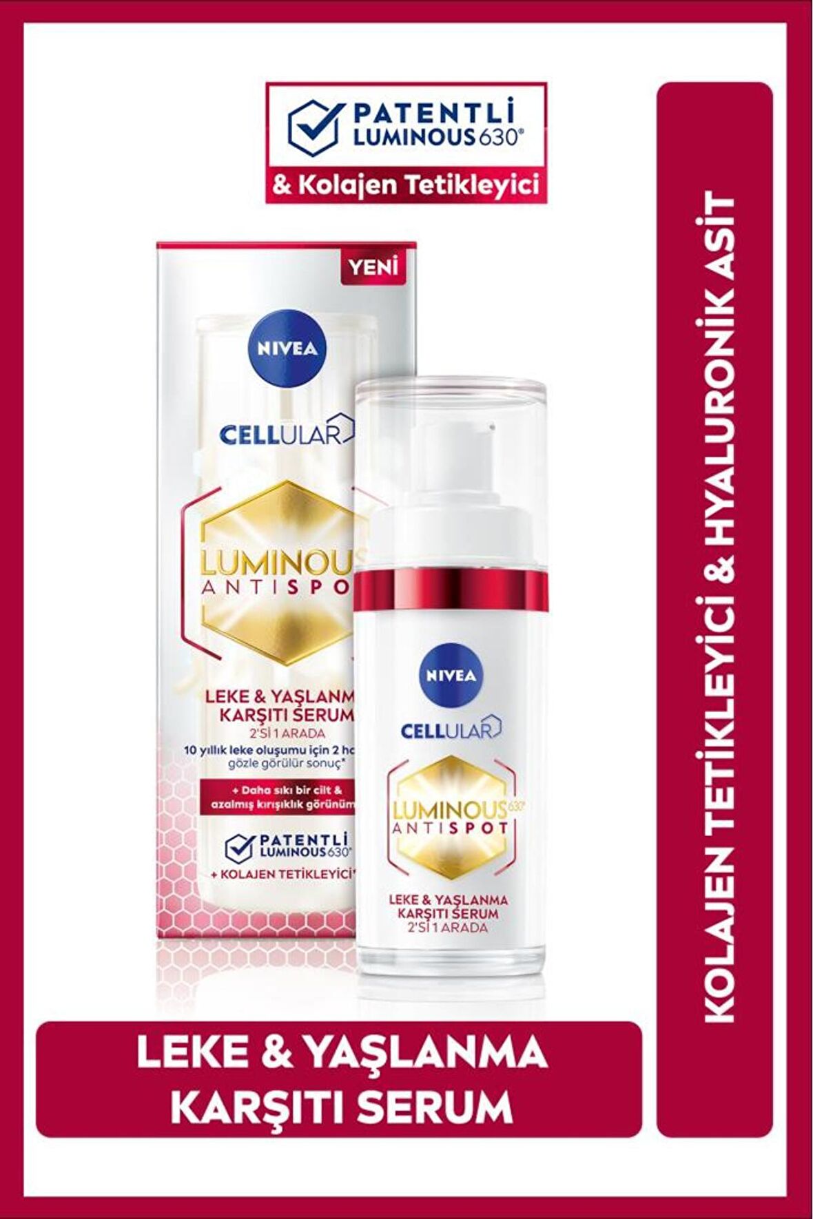 Nivea Luminous630 Leke Ve Yaşlanma Karşıtı Serum 30ml, Kolajen Tetikleyici, Hyaluronik Asit, Sıkılaştırıcı