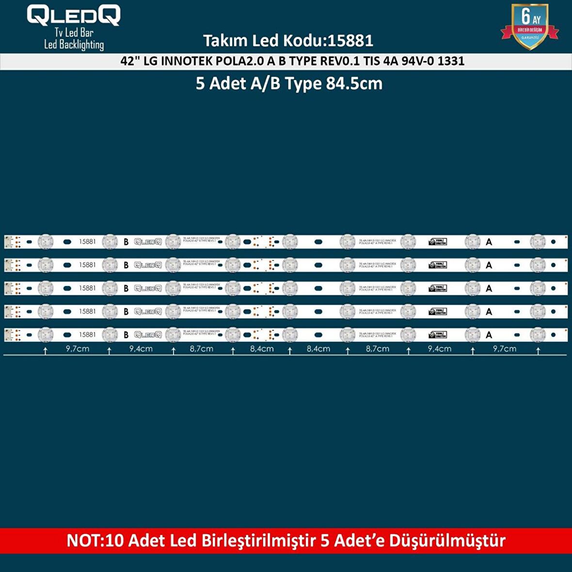 TAKIM LED-81 (5XPCB) 42 LG INNOTEK POLA2.0 A B TYPE REV0.1 TIS 4A 94V-0 1331