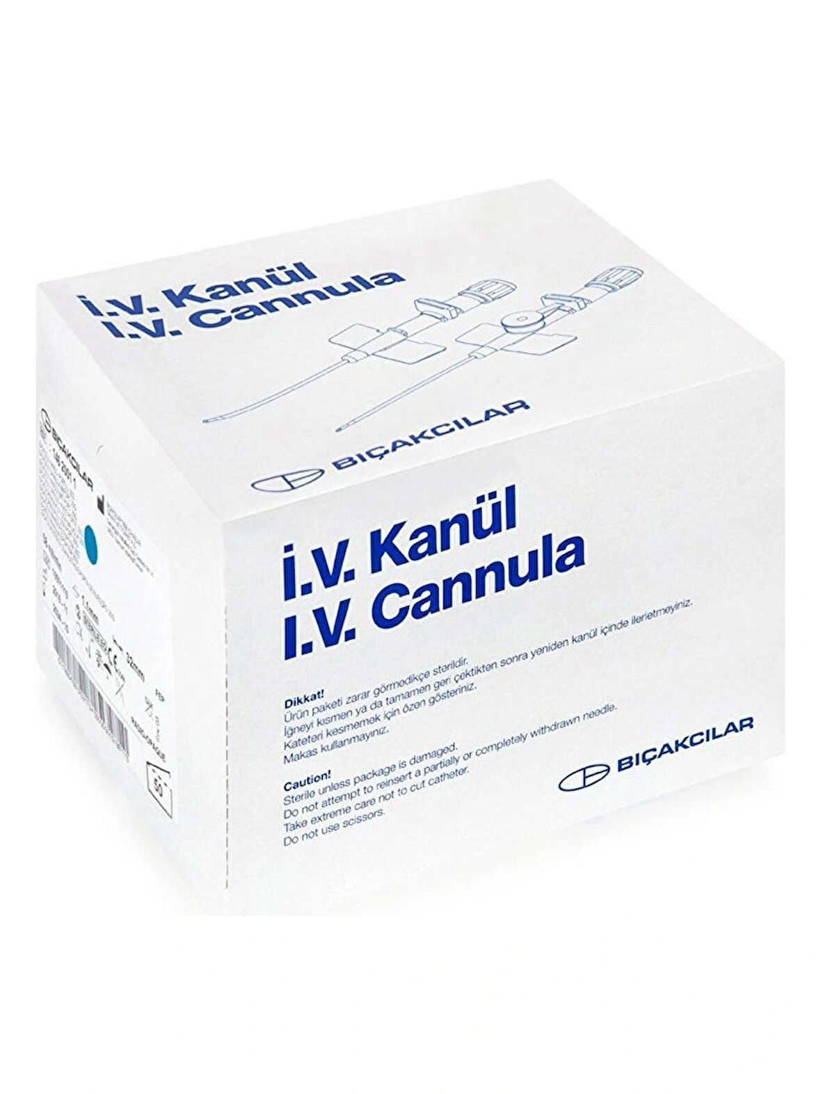 Bıçakcılar Iv Kanül 22g Branül Mavi Portlu 80 Adet
