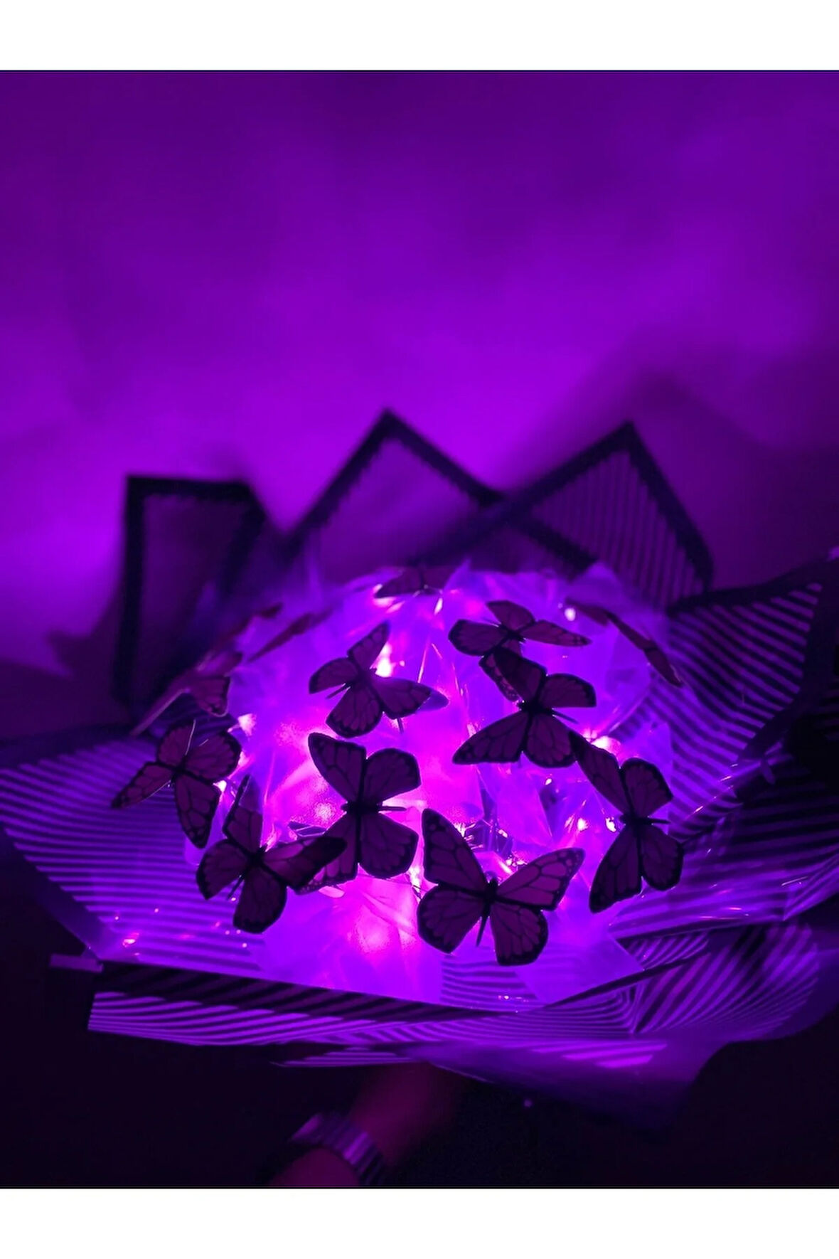 Led Işıklı Kelebek Buketi Pembe ( Kücük Boy)