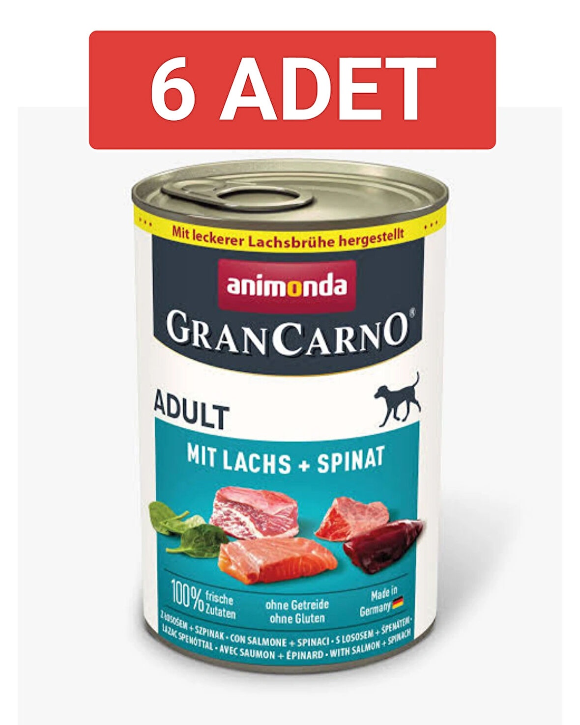 Animonda Gran Carno Adult Somonlu ve Ispanaklı Yetişkin Köpek Konservesi 400gr x 6 Adet