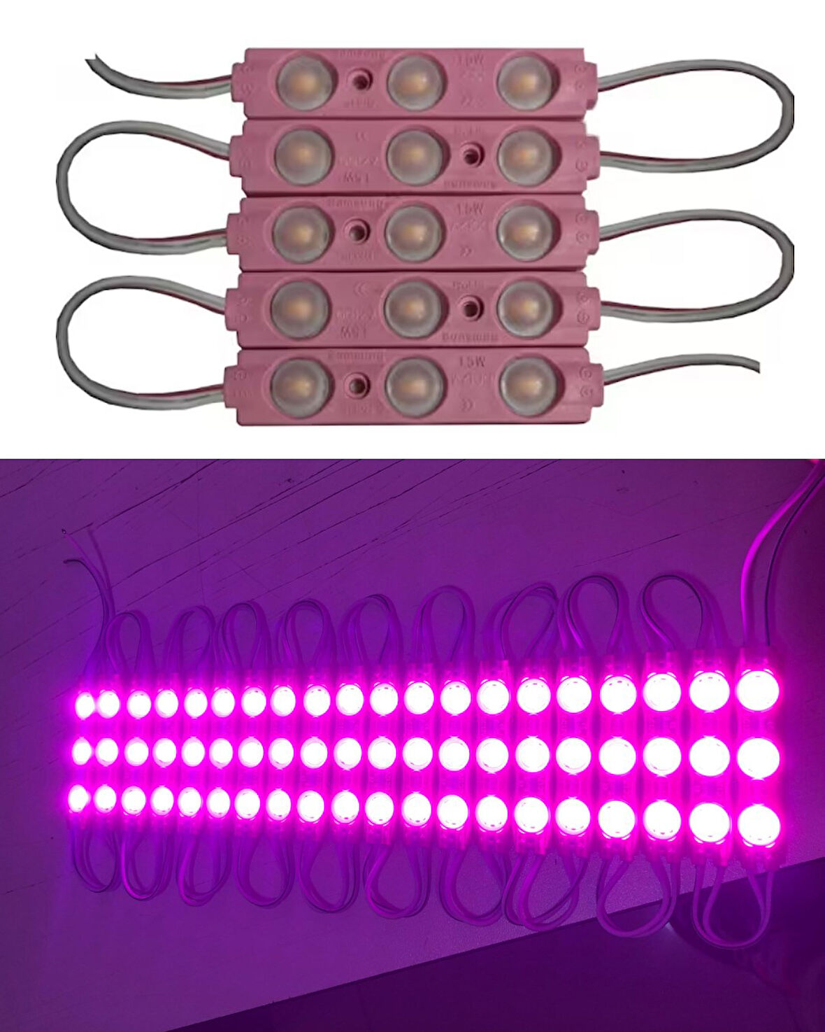 Pembe 3 Ledli Kablolu Parmak Led 12 v 5 adet