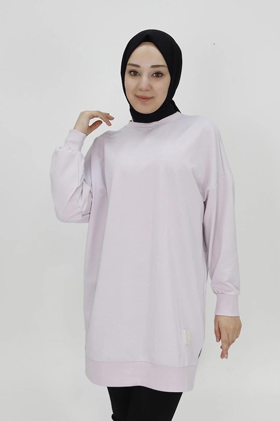 Puane Iki Iplik Kumaş Basic Tunik Sweatshirt