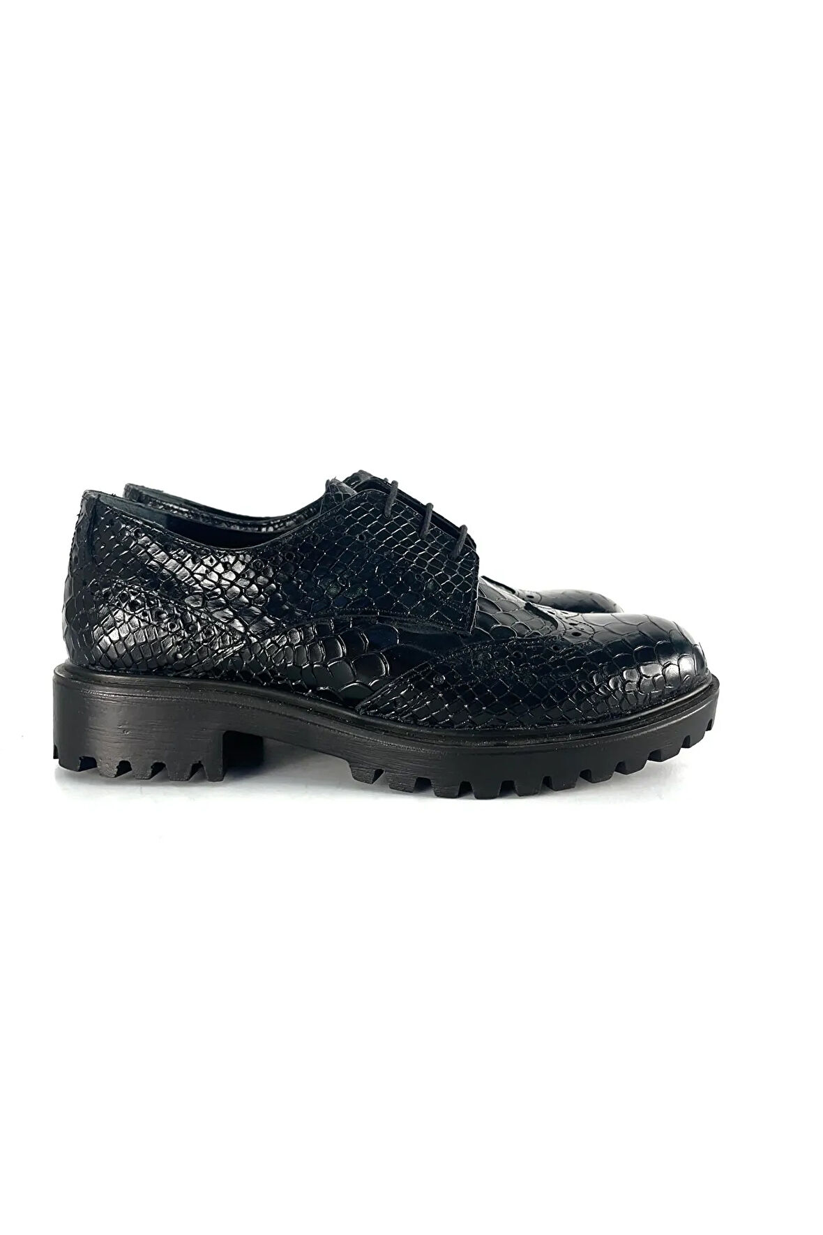 HAKİKİ DERİ KADIN LOAFER SİYAH CROCO