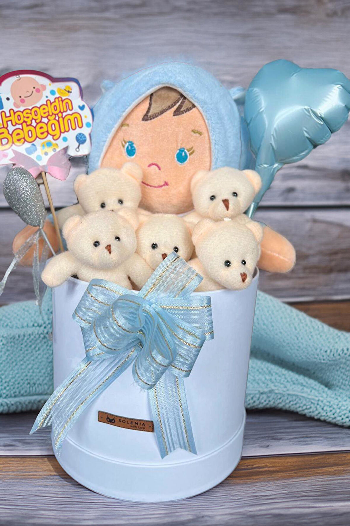 Özel Kutuda Uyku Arkadaşı Bebeto Peluş Bebeği ile Yeni Doğan Hediye Seti- Babyshower, Yenidoğan Hediyesi