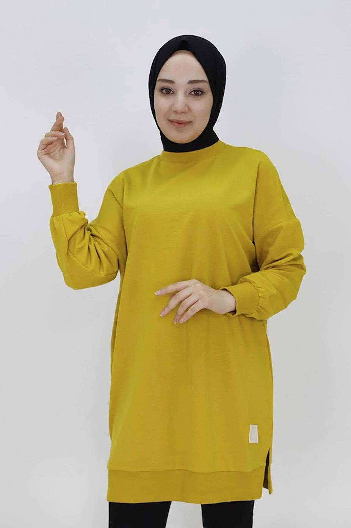 Puane Iki Iplik Kumaş Basic Tunik Sweatshirt