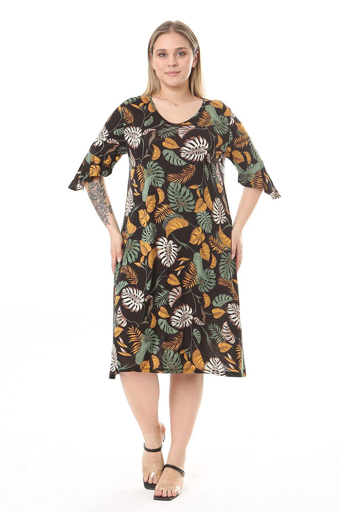 Yazlık Büyük Beden Salaş Elbise 15C-2517