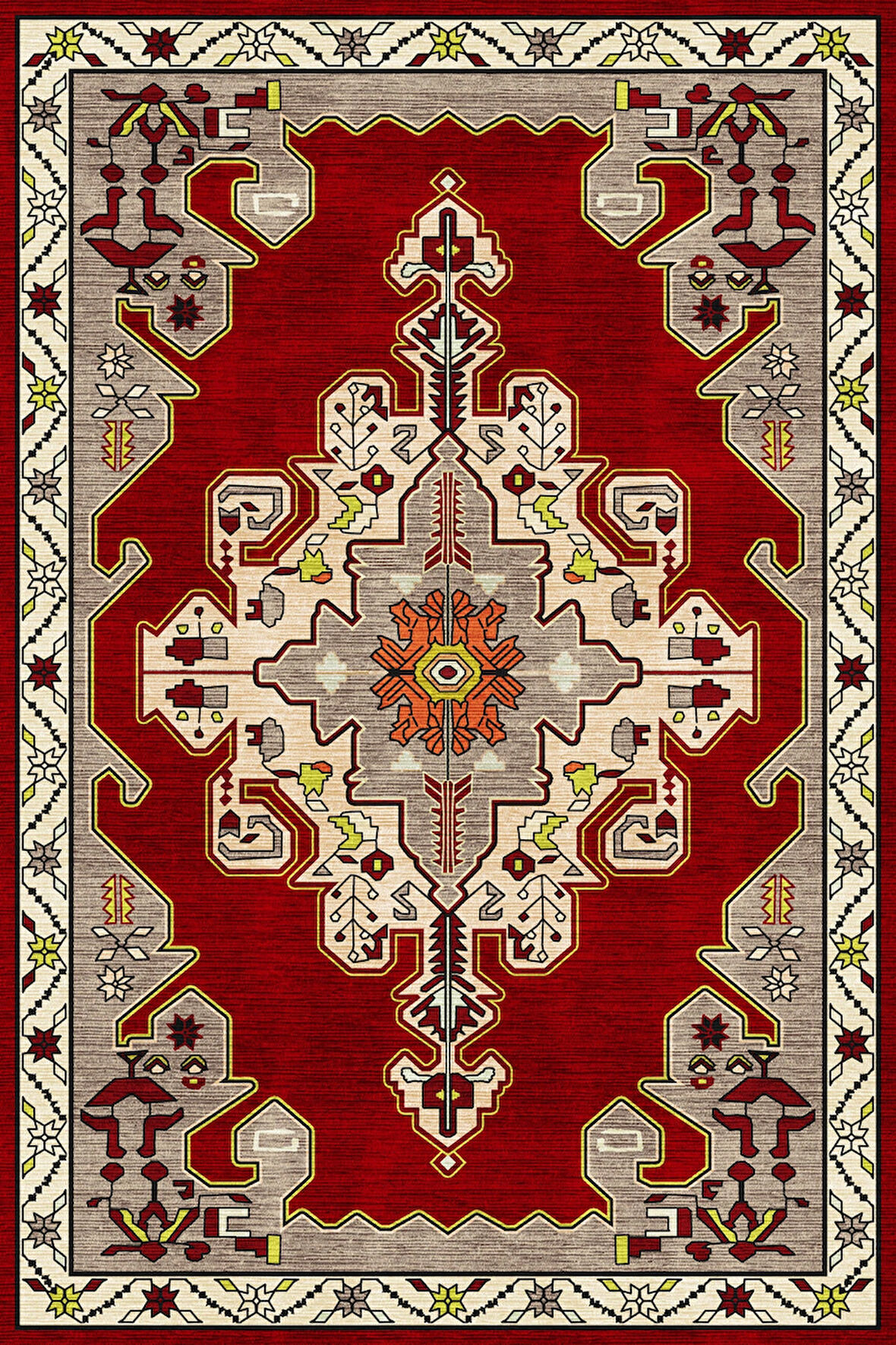 Pamuk Dokuma Taban Kaymaz Yıkanabilir Klasik Desenli  Salon Halısı Mutfak Halısı Koridor Halısı