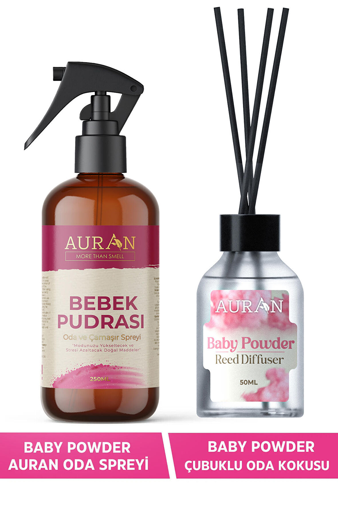 Bebek Pudrası Çubuklu Oda Kokusu Ve Bebek Pudrası Oda Ve Çamaşır Spreyi Oda Kokusu 2'li Favori Set