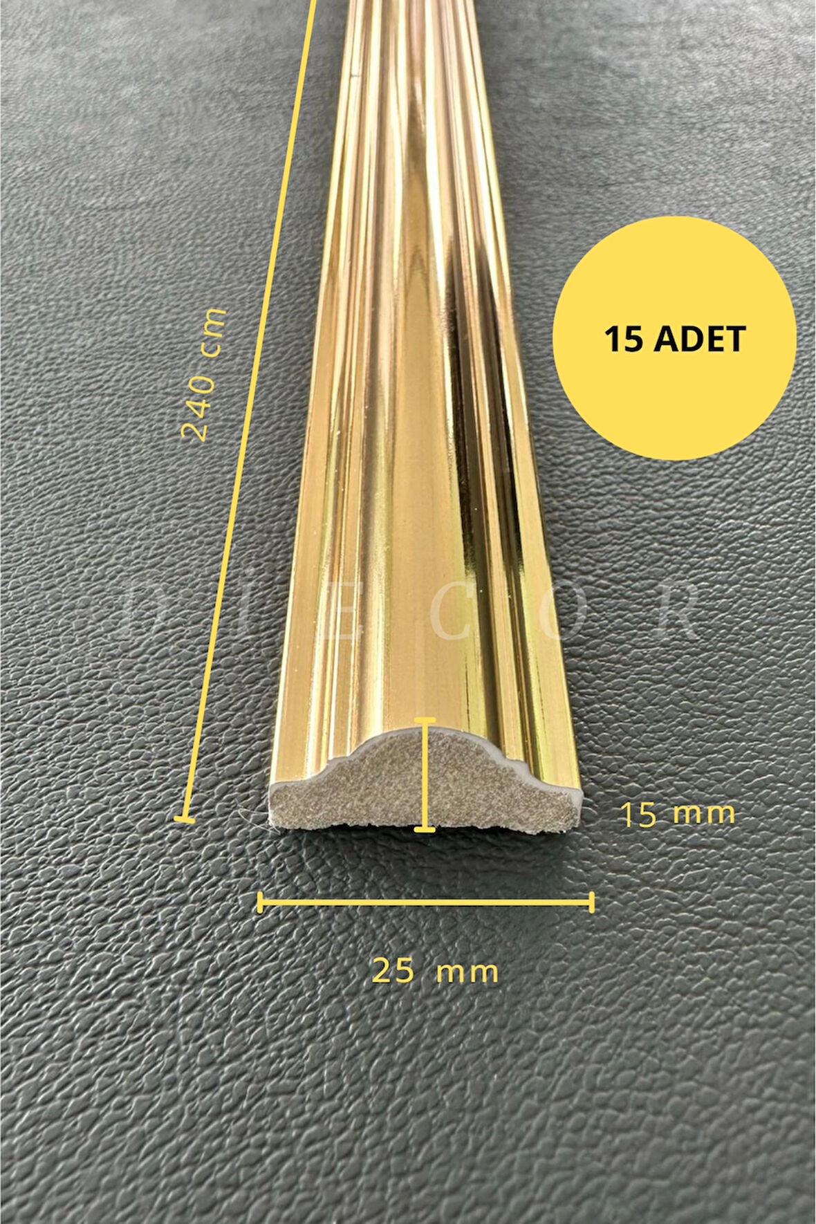 Dekoratif Polistren 15 Adet 2,5 Cm Gold Duvar Çıtası