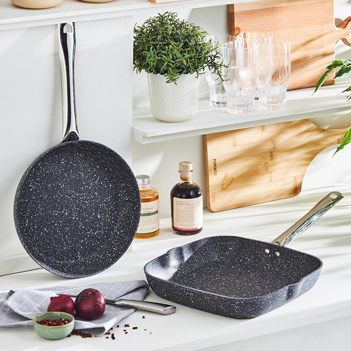 Karaca Biogranit Navy Stone Grill Tava Set