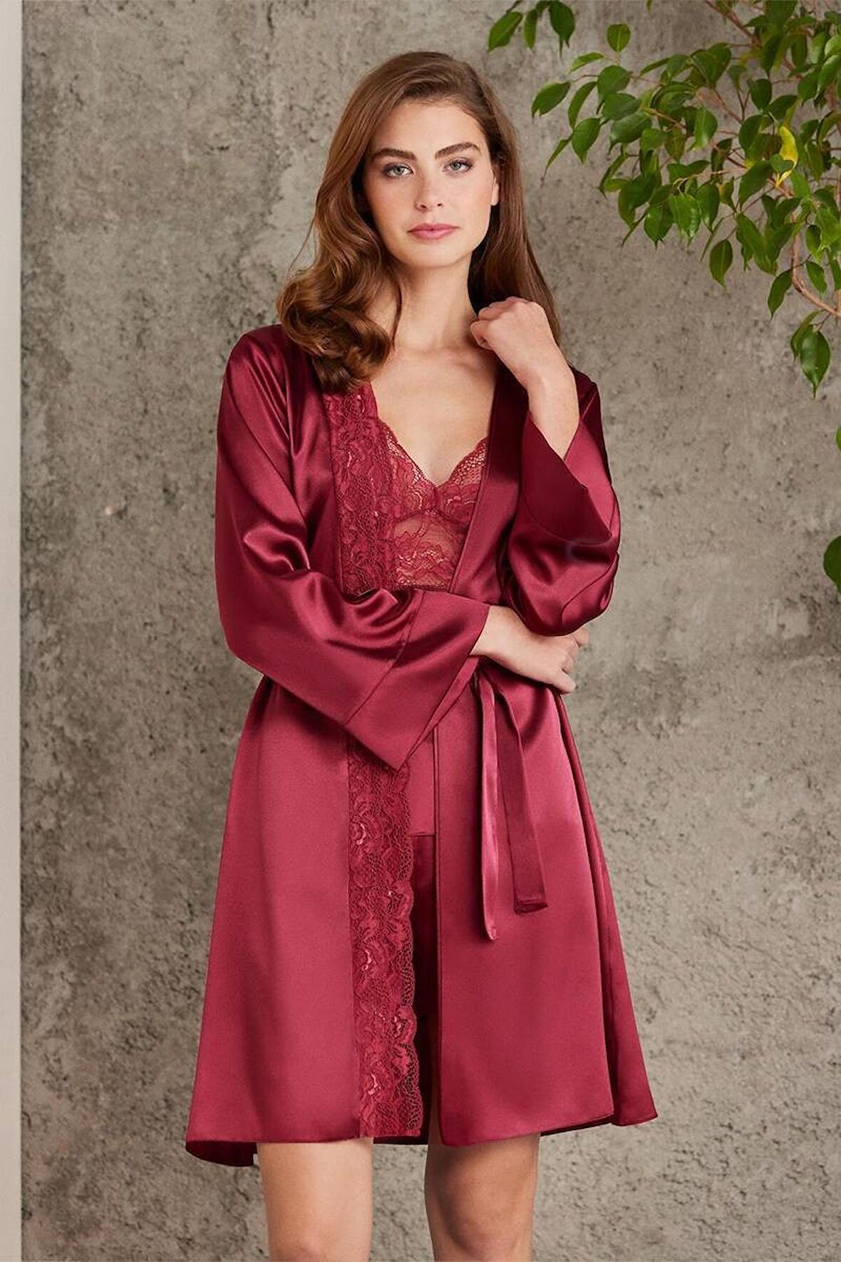 Pierre Cardin 4lü Gecelik Çeyiz Takım Bordo
