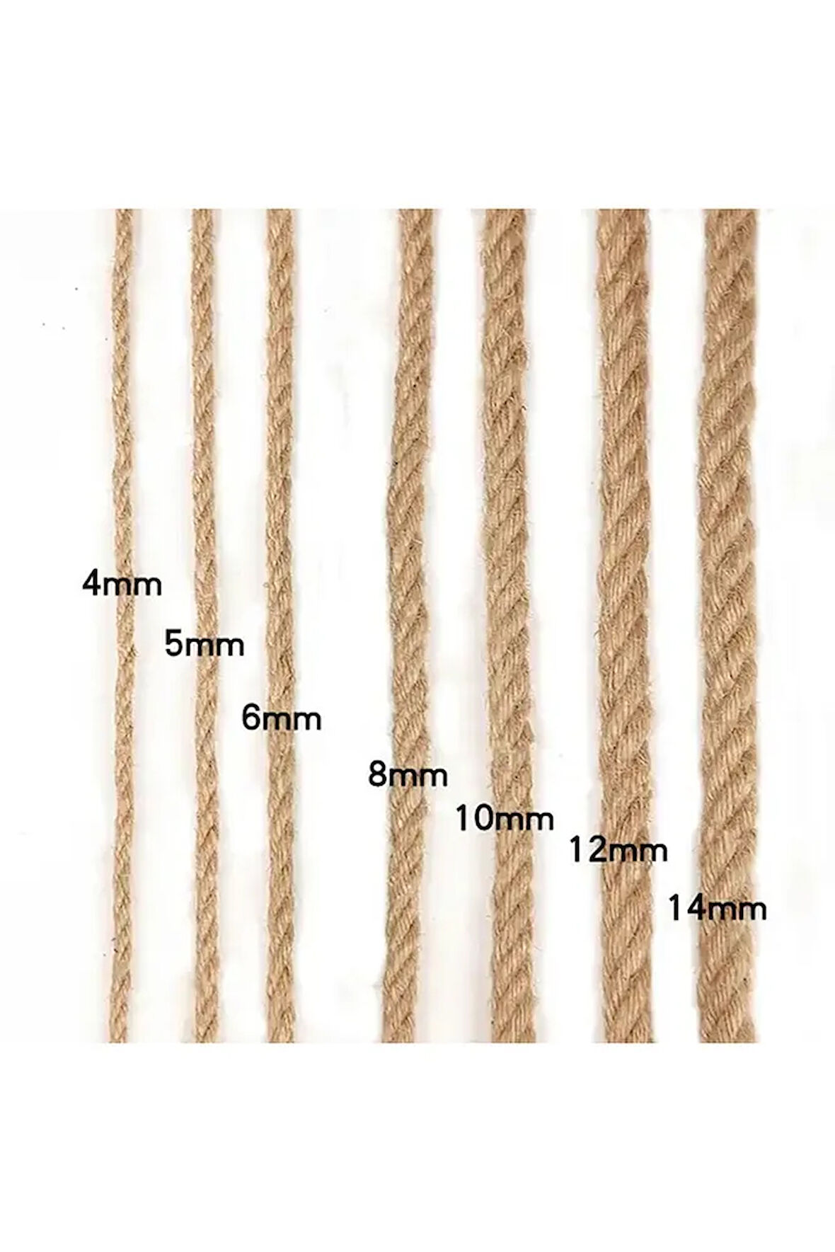 3 mm 5 Metre Jüt Halat Kendir İp Hasır Urgan 