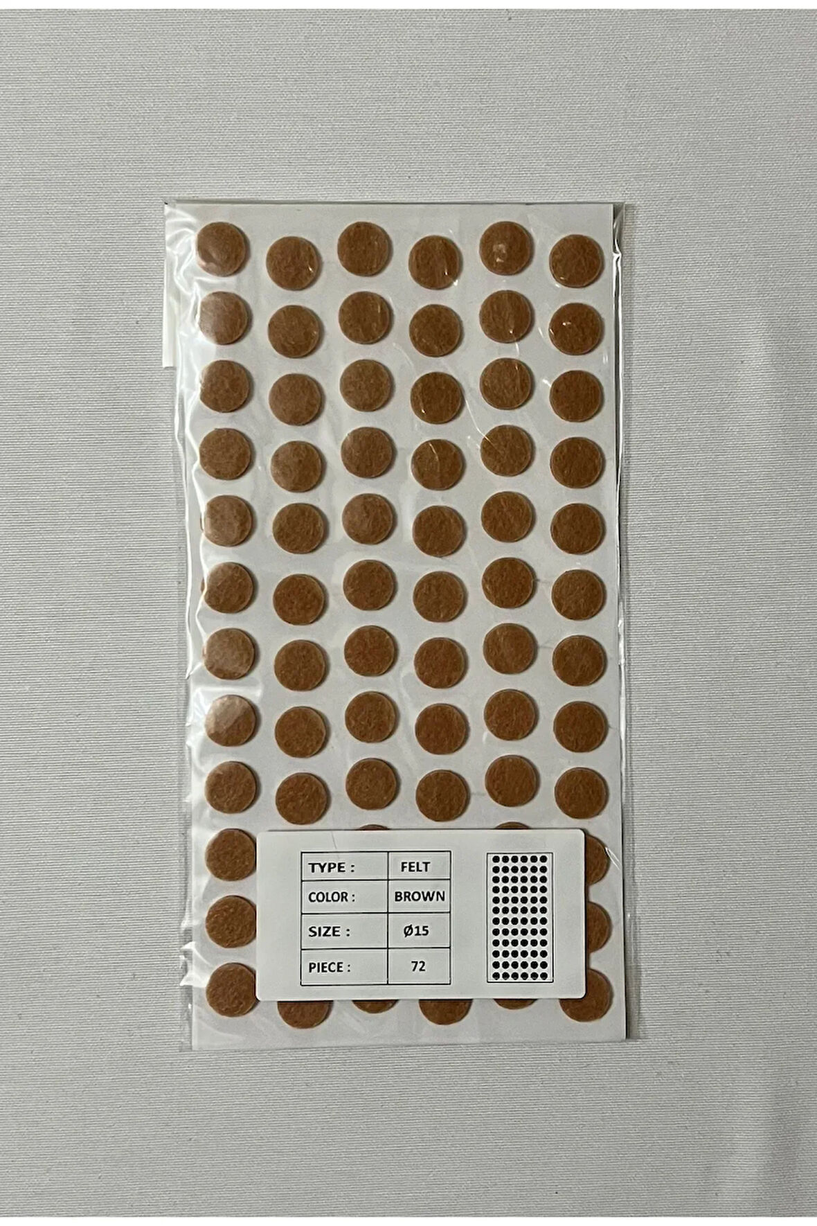 Mobilya Masa Sandalye Koltuk Ayağı Kaydırmaz Ses Önleyici Keçe Yapışkanlı 15mm Daire Kahve