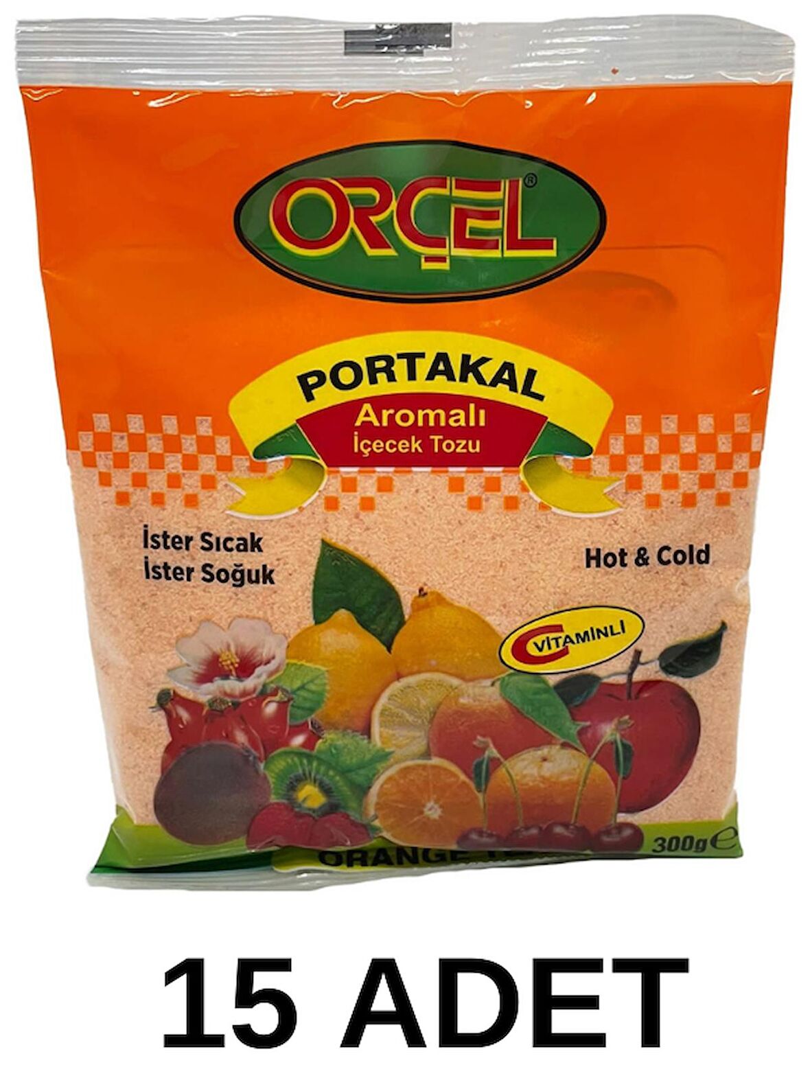 Orçel Portakal Aromalı İçecek Tozu Oralet Çay 300gr.x 15 Adet