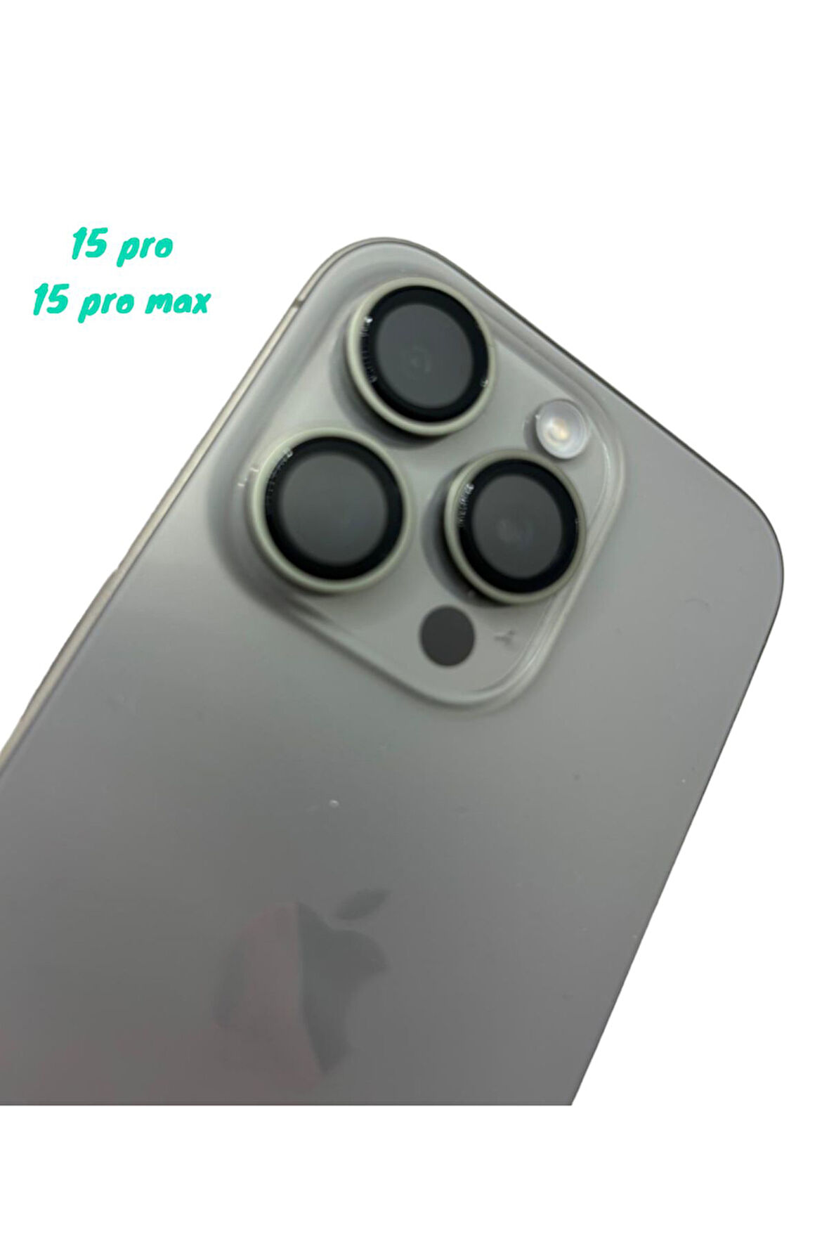 Iphone 15 Pro Max - 15 Pro Safir Kamera Lens Koruyucu Natural Titanyum