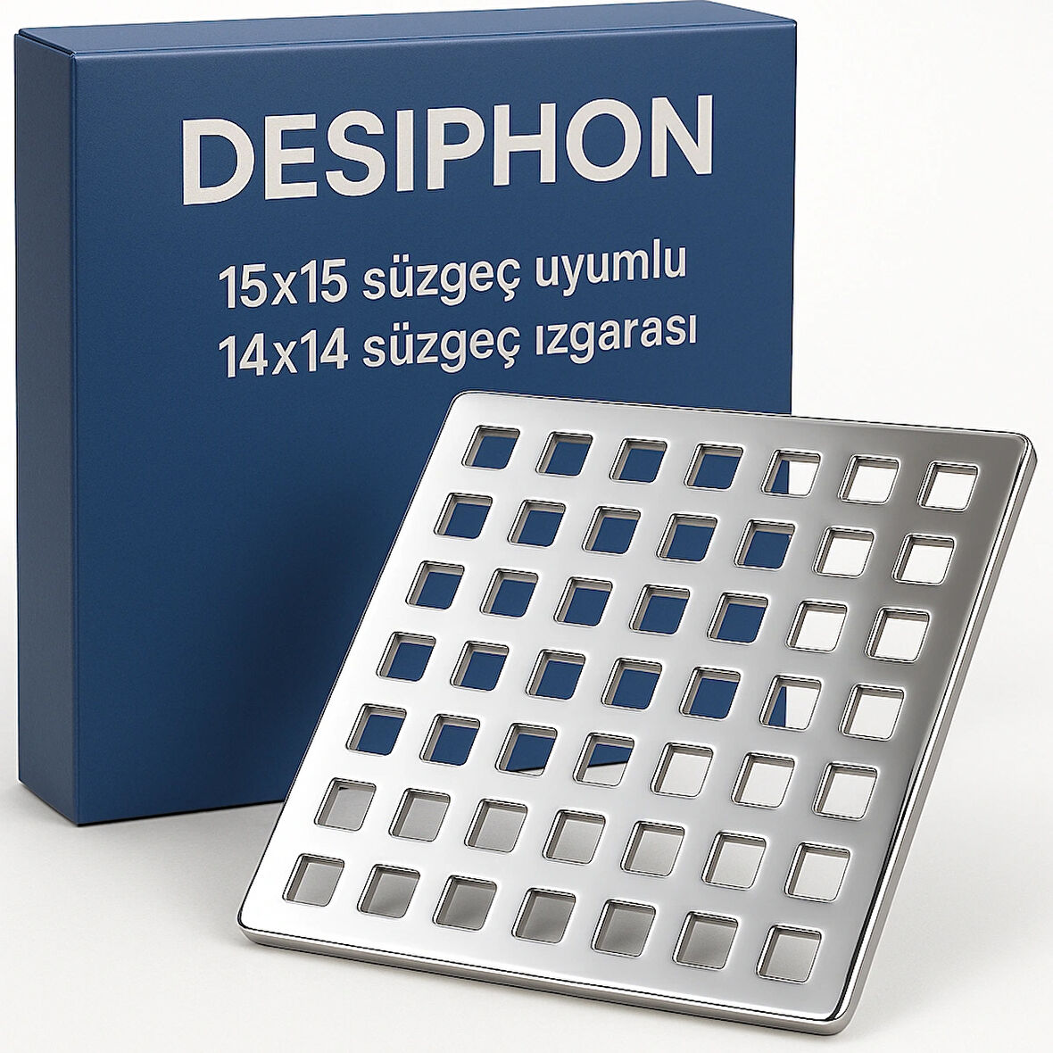 15x15 Uyumlu 14x14 Krom Süzgeç Izgarası – Paslanmaz Çelik, Dayanıklı ve Şık Tasarım