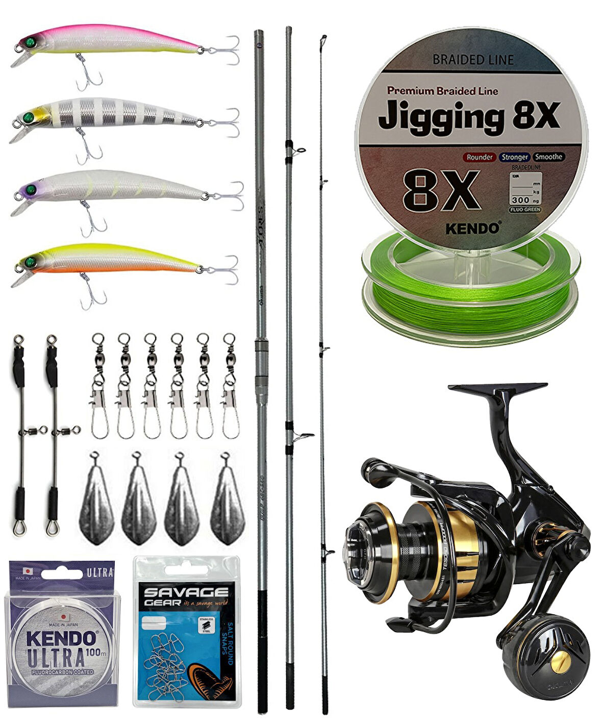 YekOutdoor Profesyonel Olta Seti Okuma Azores Surf 430cm 3 parça Surf Kamışı&Okuma Tesoro 8000PA Olta Makinesi