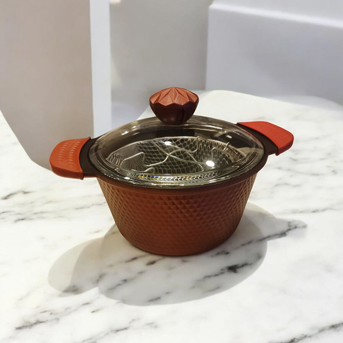 Kaliteli Döküm Granit Fritöz Tencere 22 Cm Kırmızı