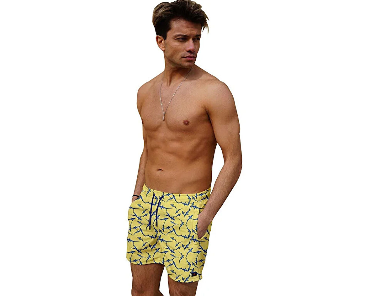 Miami Beach 195 Sarı Dijital Erkek Sort 195-SARI-DIJITAL-ERKEK-SORT Erkek Şort Mayo Sarı