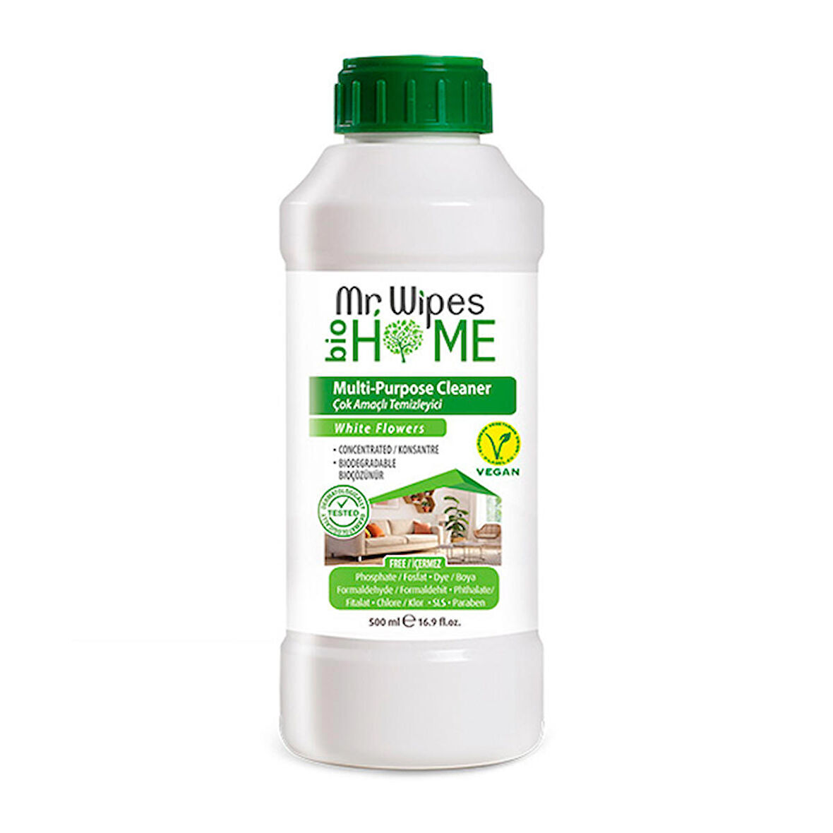 FARMASİ MR.WIPES KONSANTRE ÇOK AMAÇLI TEMİZLEYİCİ BEYAZ ÇİÇEK KOKULU 500 ML