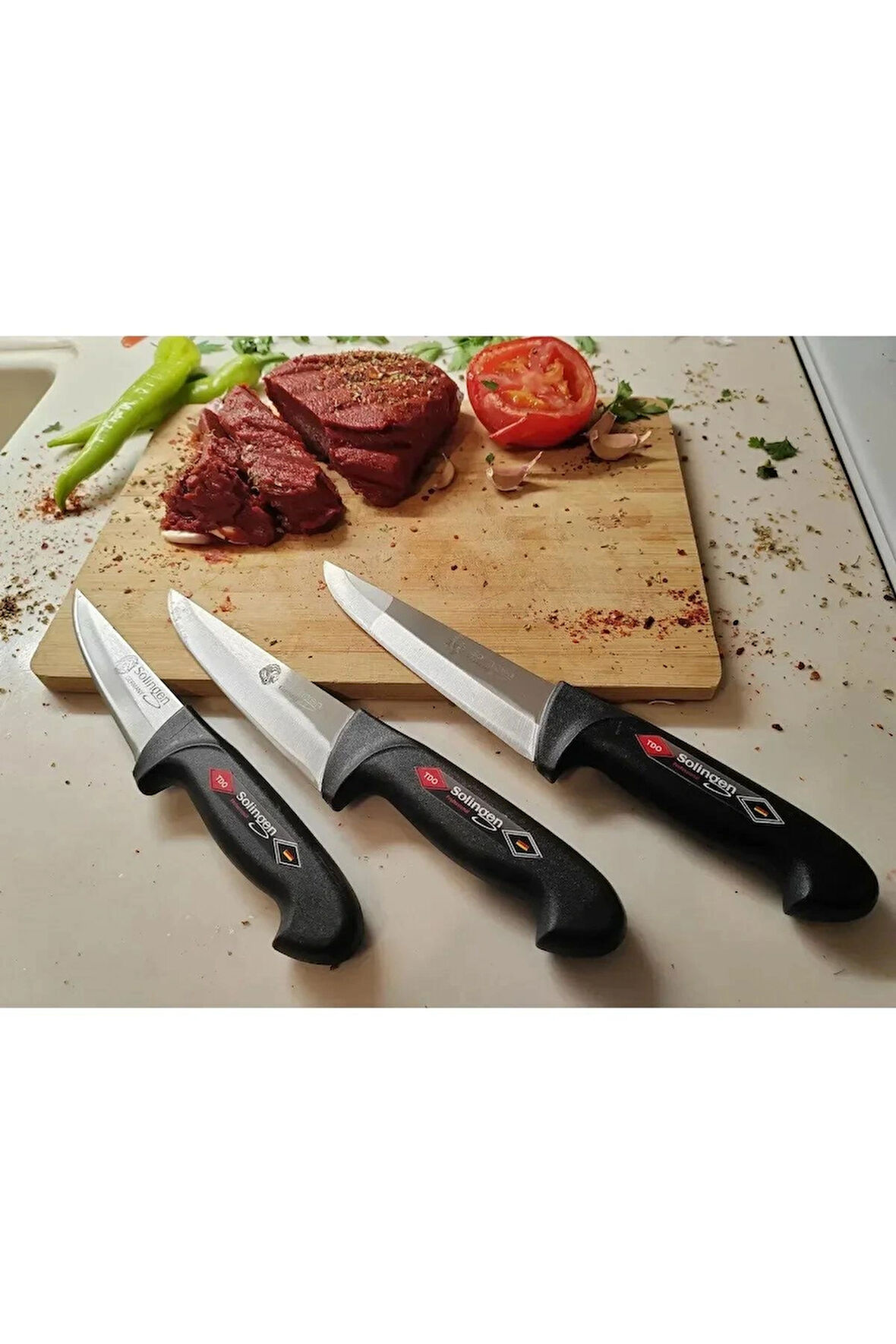 Solingen Siyah 3 Lü Kasap(ET)Bıçağı Seti