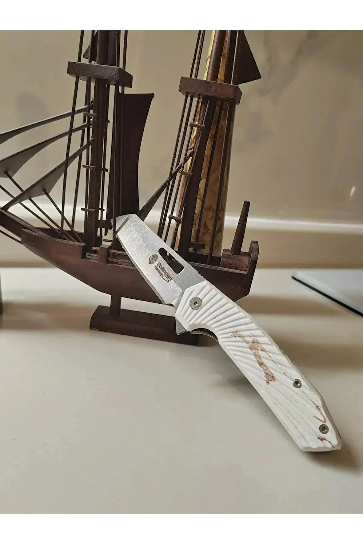 Solingen Yarı Otomatik Outdoor Beyaz Kamp Çakısı