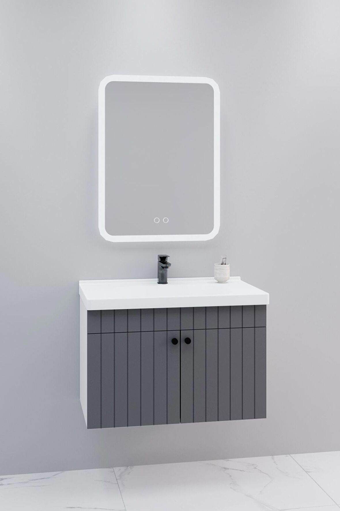 Avien 80 Cm Banyo Dolabı Cmr Led Aynalı - Boy Dolap Hariç