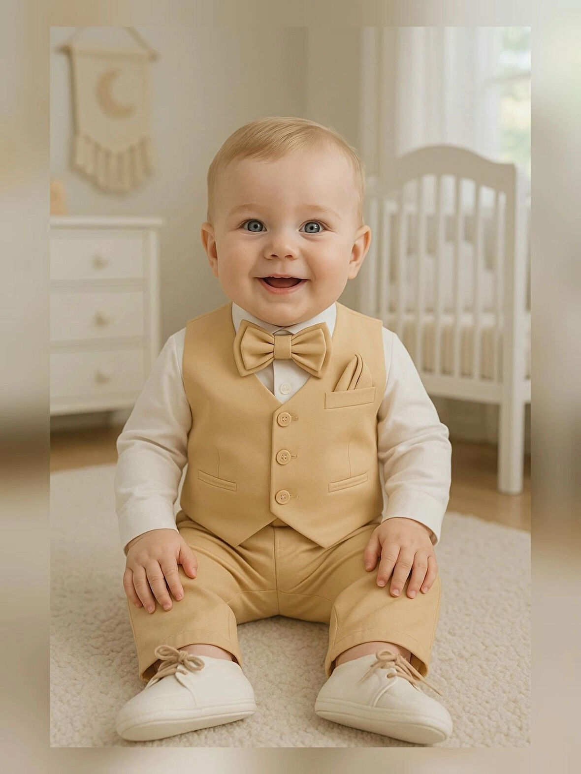 Kravat-papyonlu Erkek Bebek Mevlüt Takımı / Mevlütlük Takım/hardal
