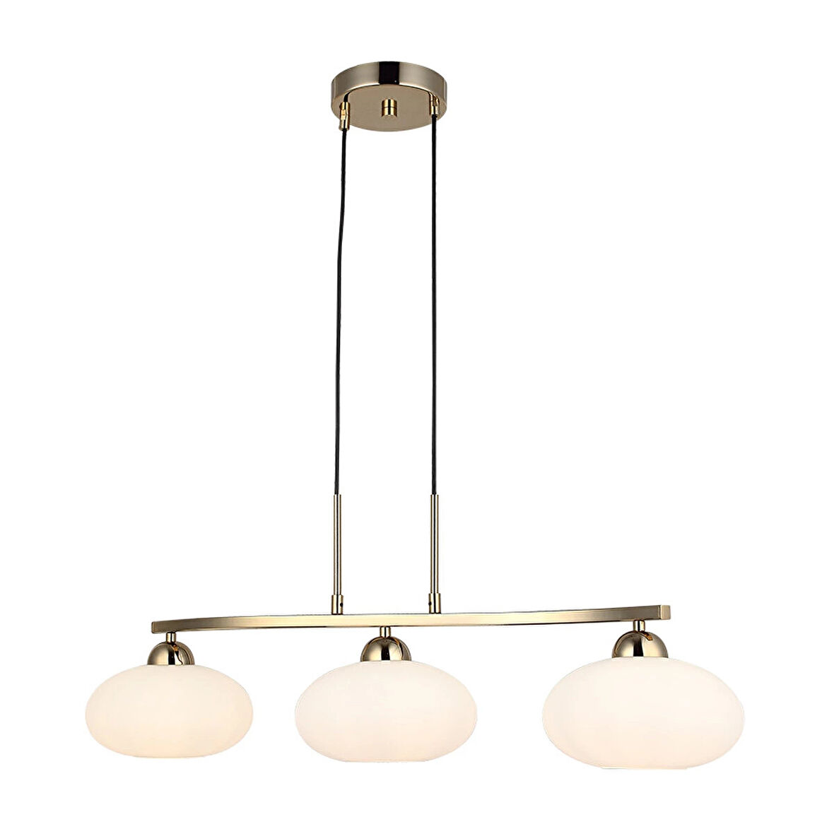 Tempa 3'lü Sıralı Altın Avize Camlı Avize ve Sarkıt Avize