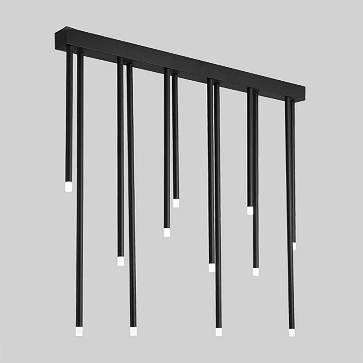 Pipe Plafonyer Led Avize 100 Cm 12li Boru Siyah ve Sarkıt Avize
