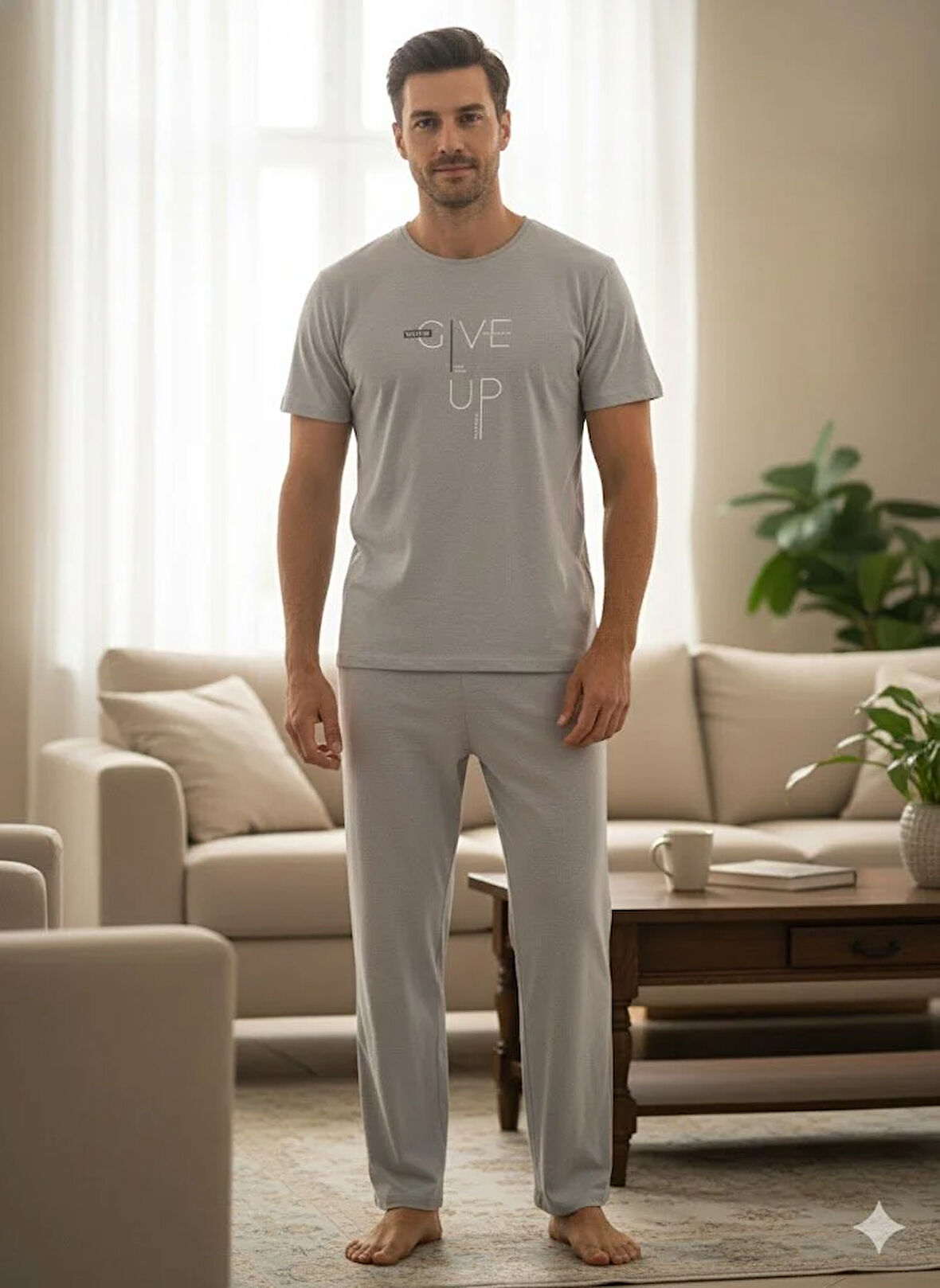 ERKEK GRİ PİJAMA TAKIMI
