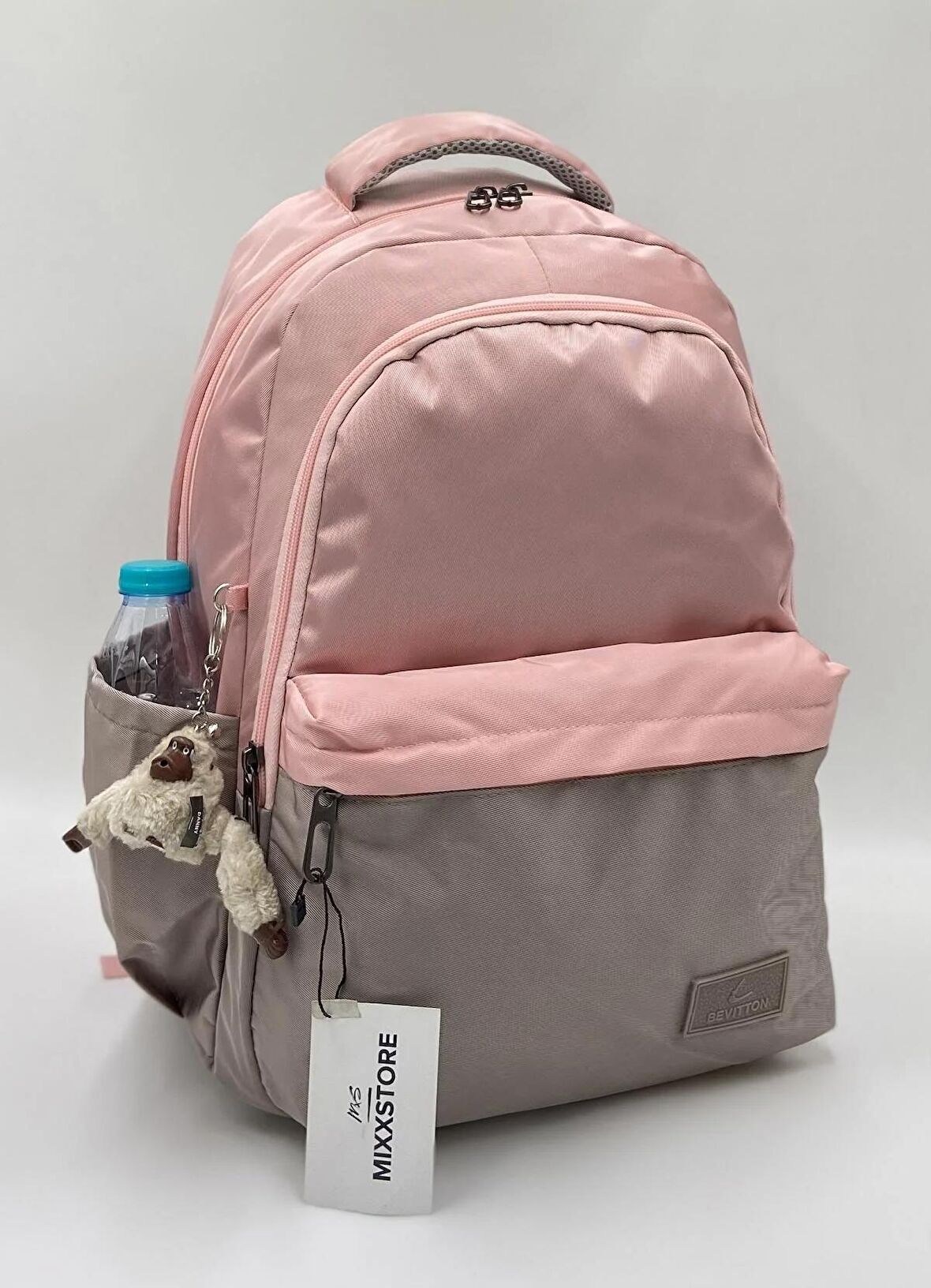  Pudra Vizon Suya Dayanıklı Saten Kumaş Büyük Boy Unisex Sırt Seyahat Okul Çantası / 1601