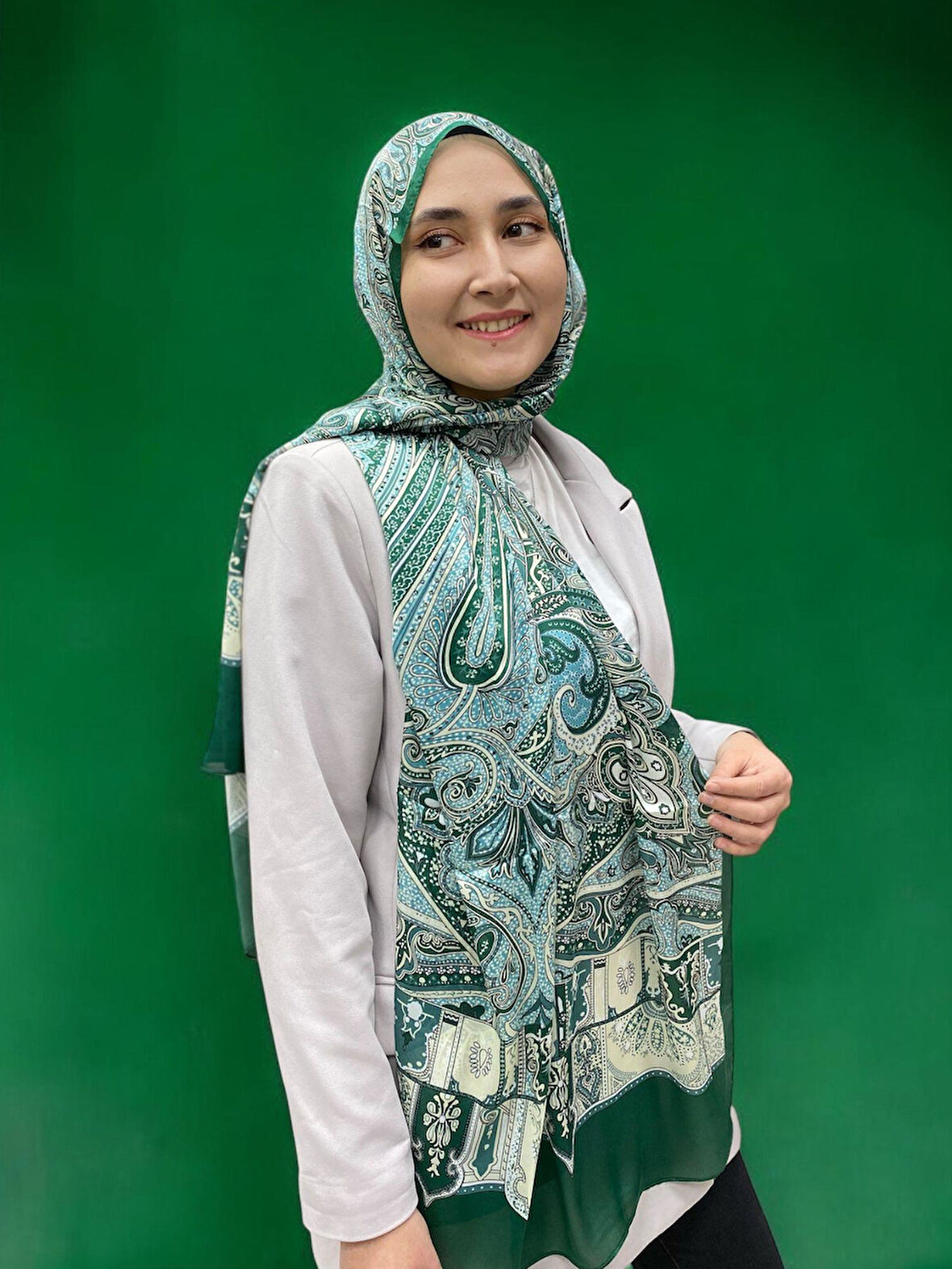 ARMANDA ETHNIC VUAL ŞAL - YEŞİL - 4456-09